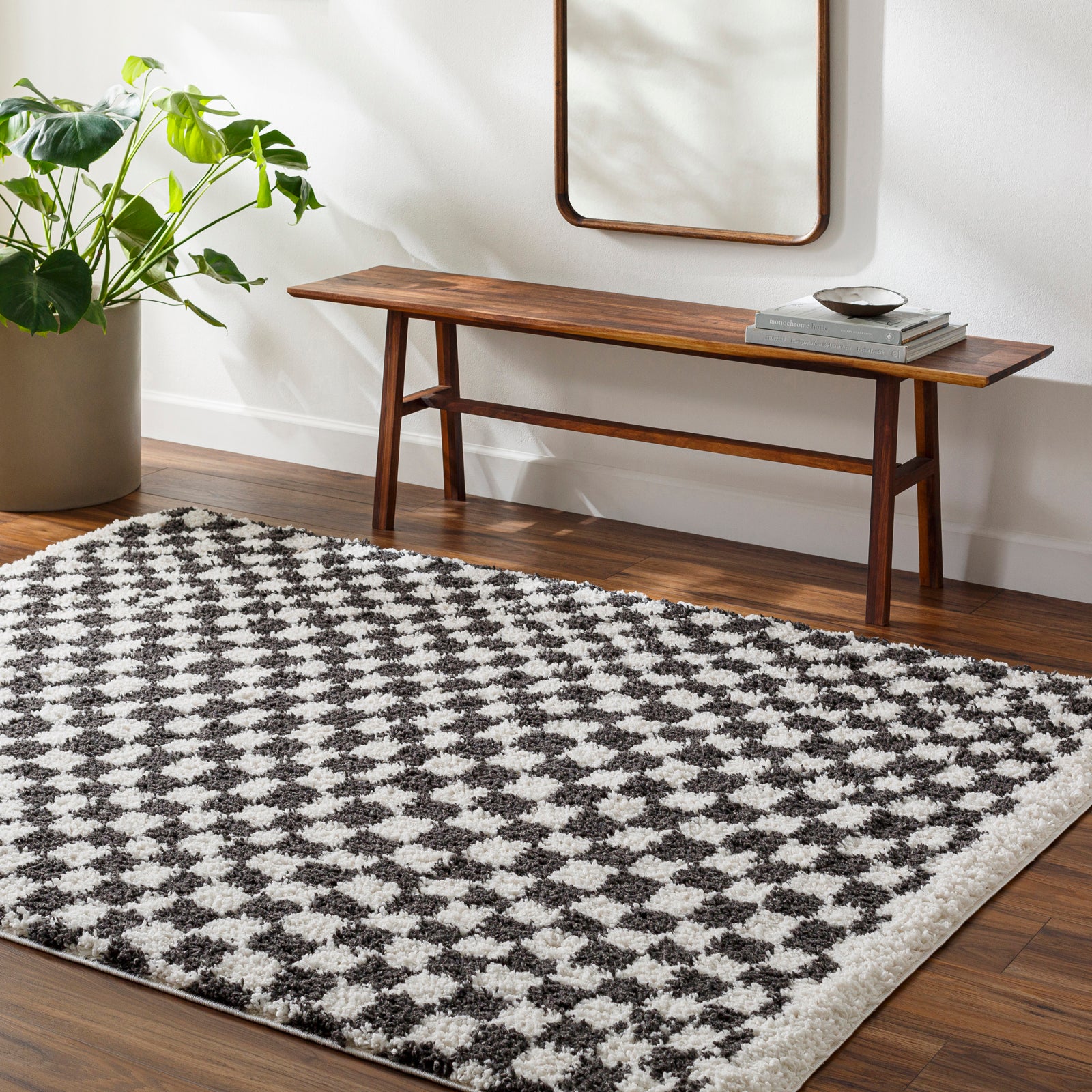 KITTU Modern Shaggy Checkered Area Rug