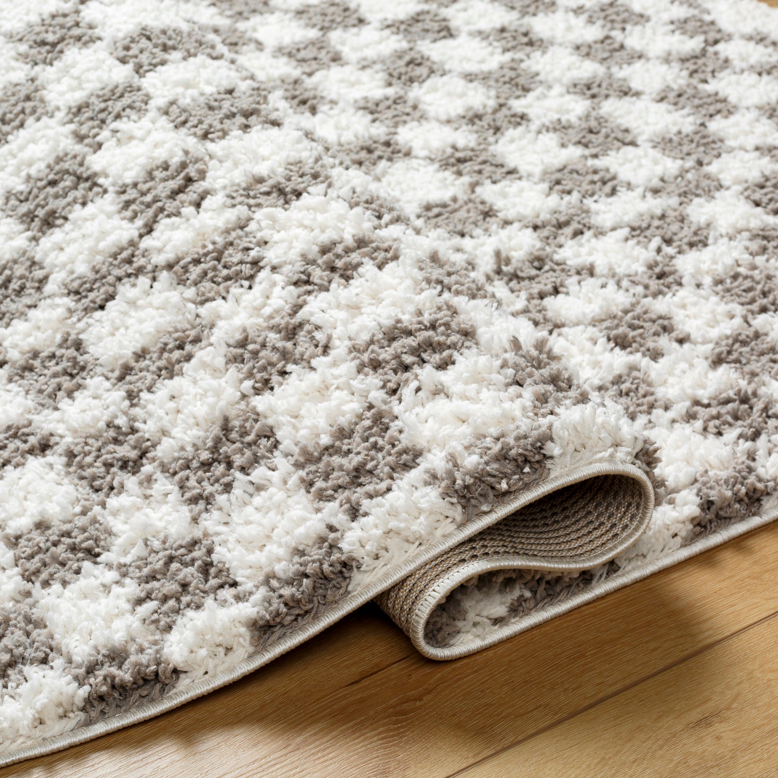 KITTU Modern Shaggy Checkered Area Rug