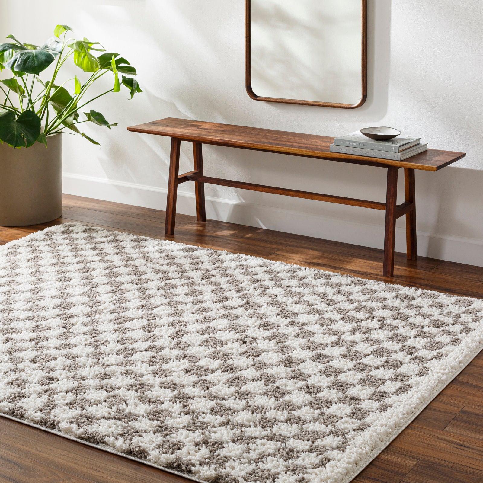 KITTU Modern Shaggy Checkered Area Rug