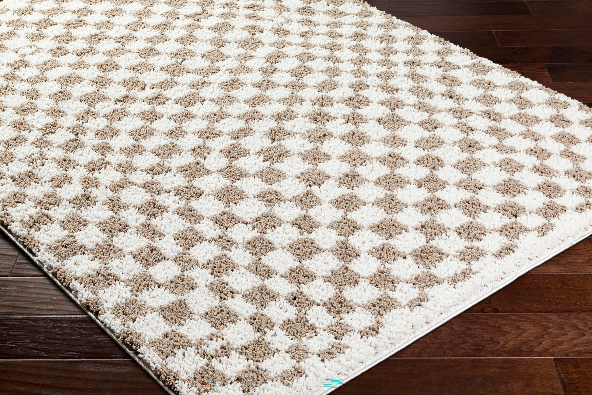 KITTU Modern Shaggy Checkered Area Rug
