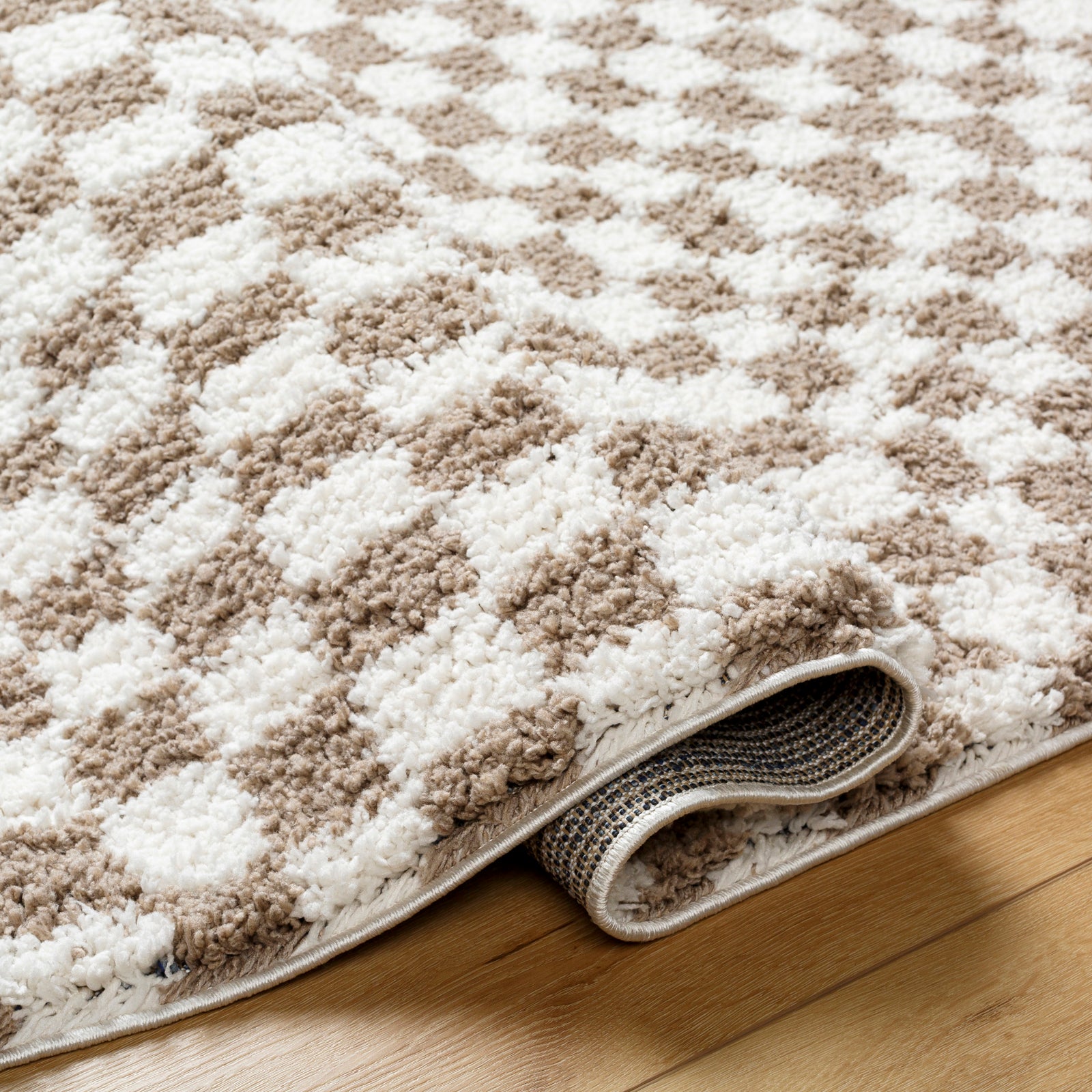 KITTU Modern Shaggy Checkered Area Rug