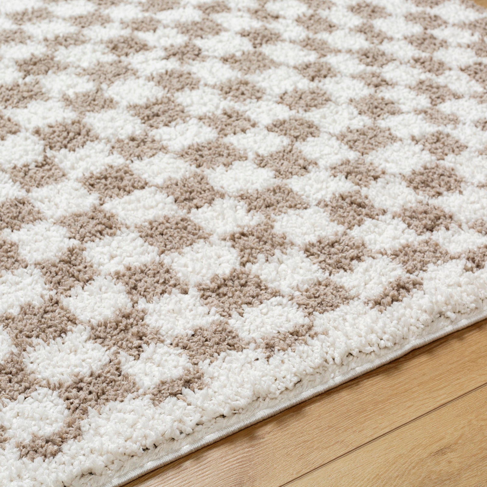 KITTU Modern Shaggy Checkered Area Rug