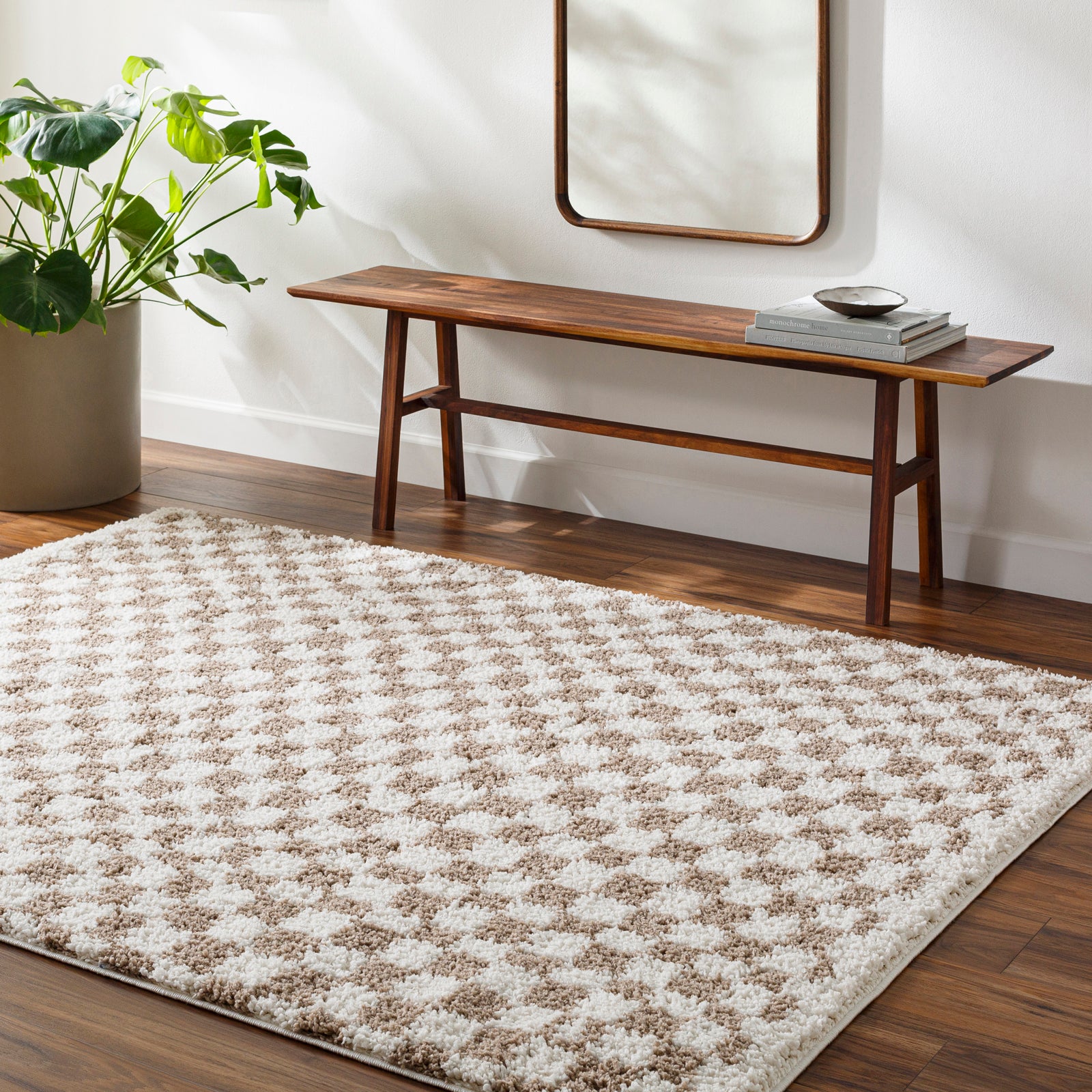 KITTU Modern Shaggy Checkered Area Rug