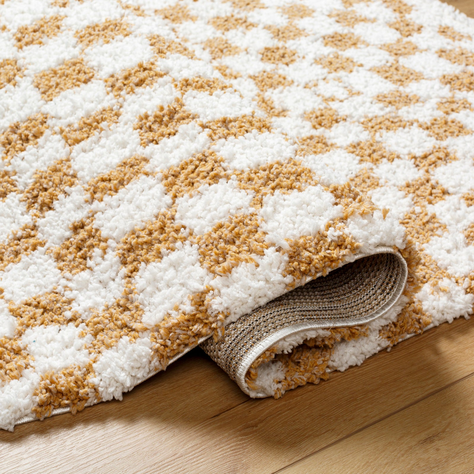 KITTU Modern Shaggy Checkered Area Rug