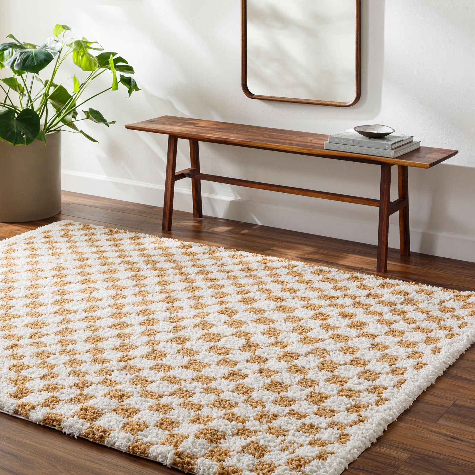 KITTU Modern Shaggy Checkered Area Rug