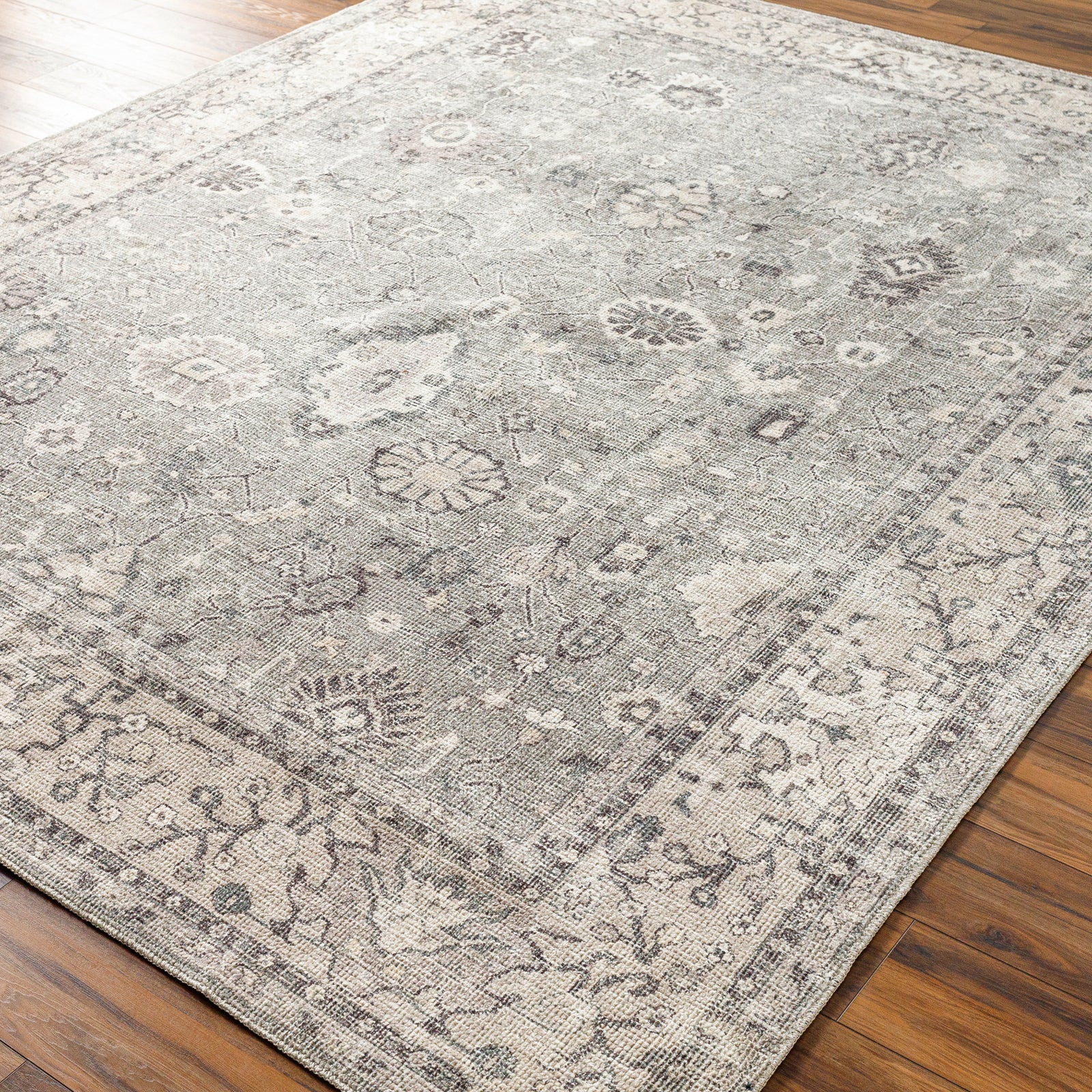 Becki Owens x Livabliss Machine Washable Oriental Boho Khaki/Light Silver Rug