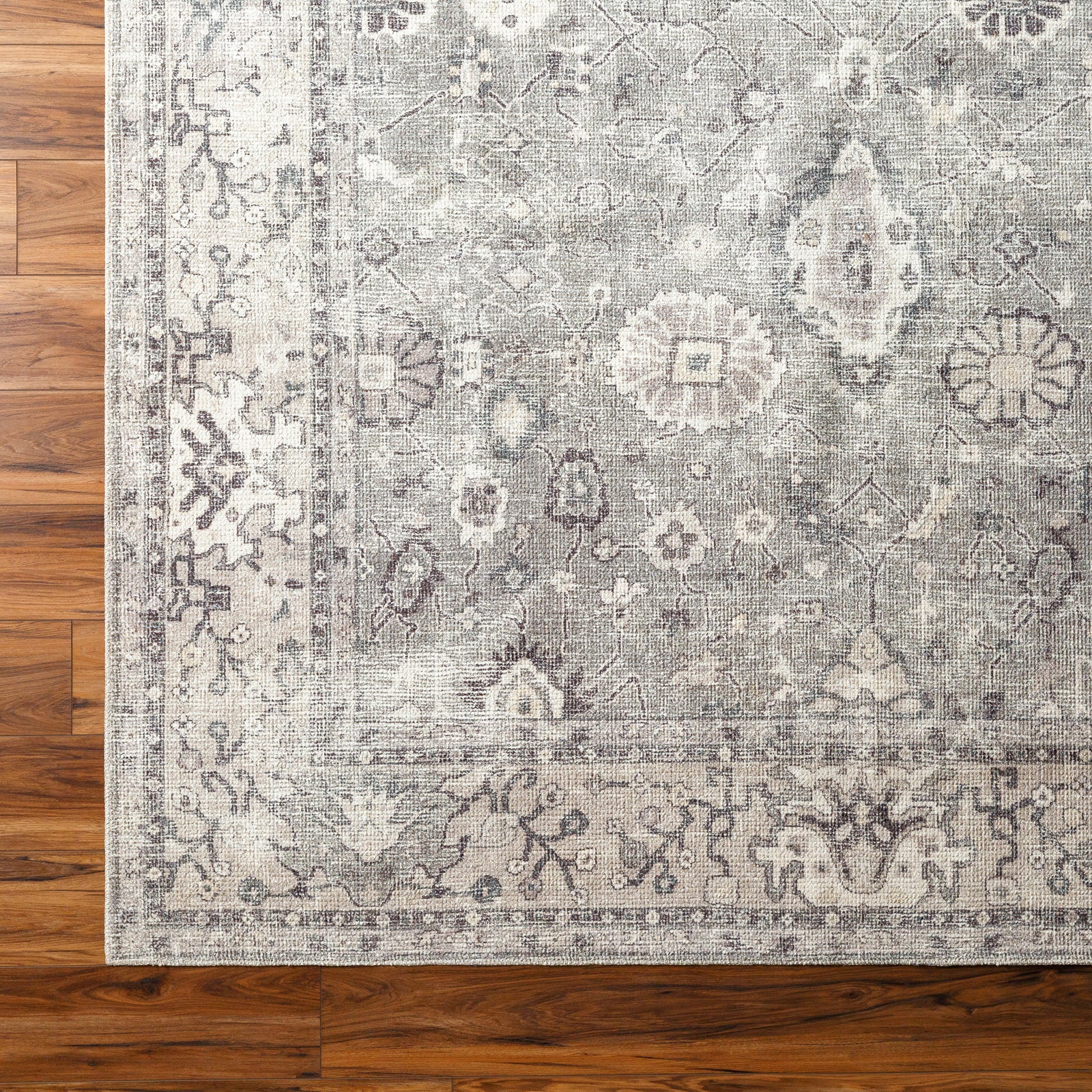Becki Owens x Livabliss Machine Washable Oriental Boho Khaki/Light Silver Rug