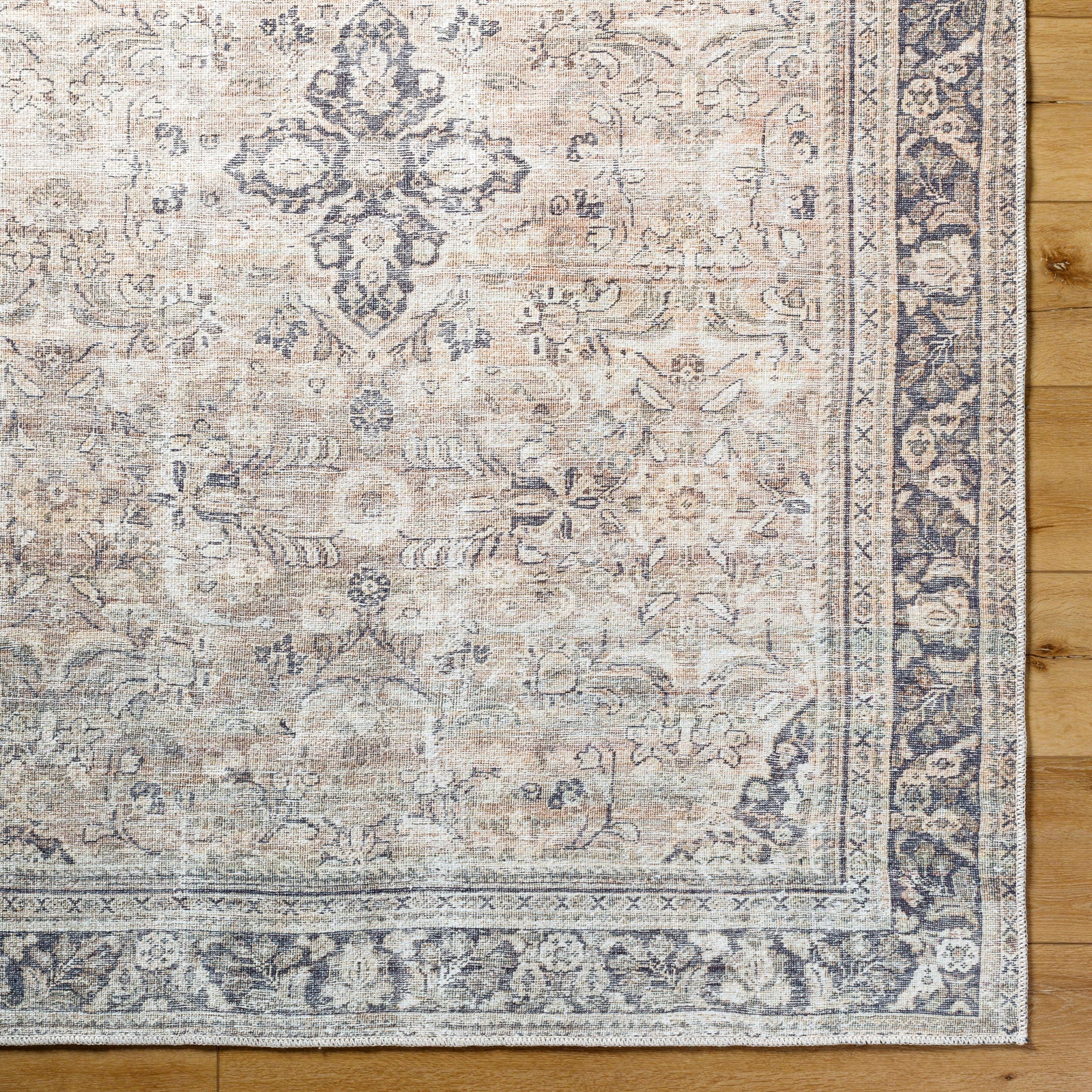 Becki Owens x Livabliss Machine Washable Oriental Boho Warm Grey/Khaki Rug