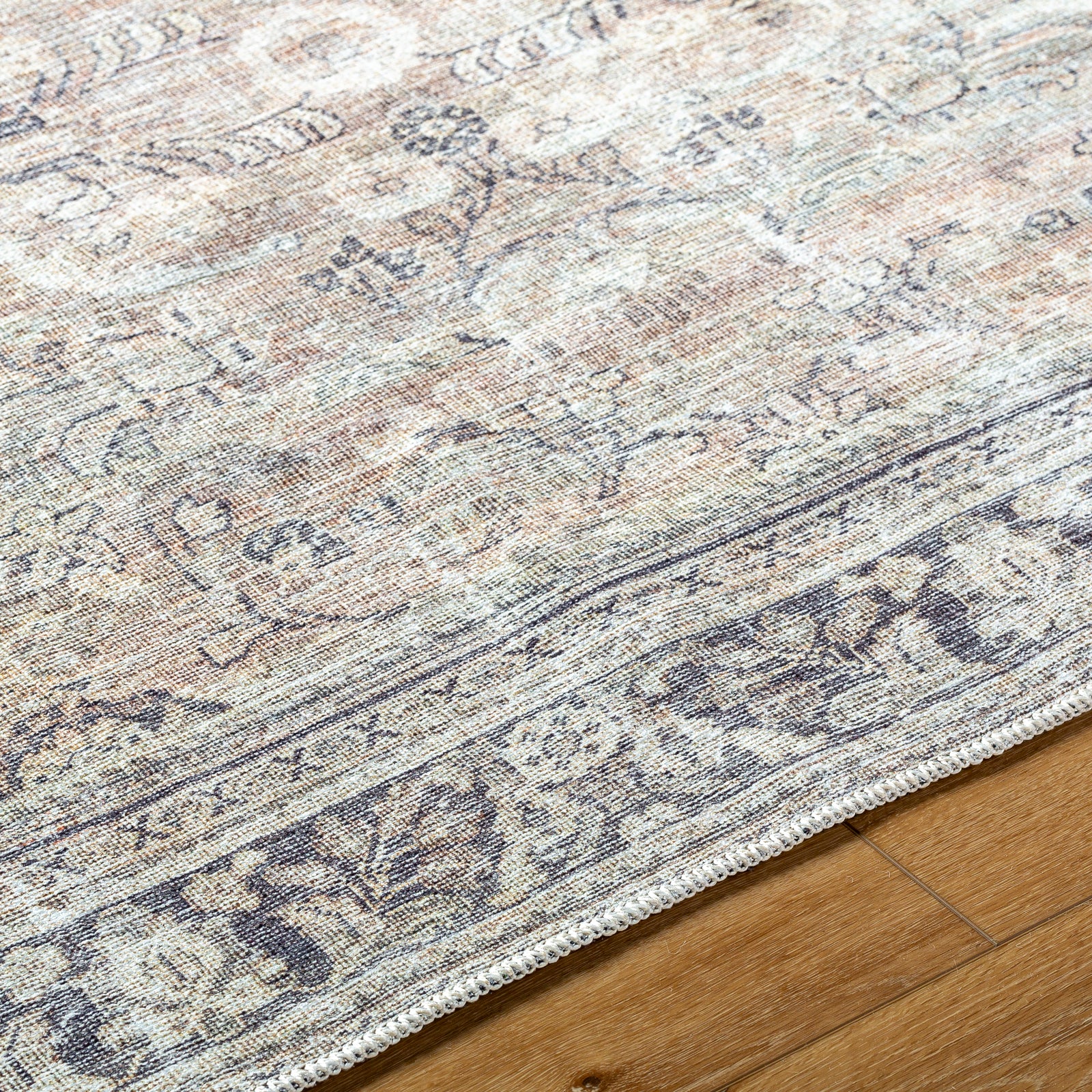 Becki Owens x Livabliss Machine Washable Oriental Boho Warm Grey/Khaki Rug