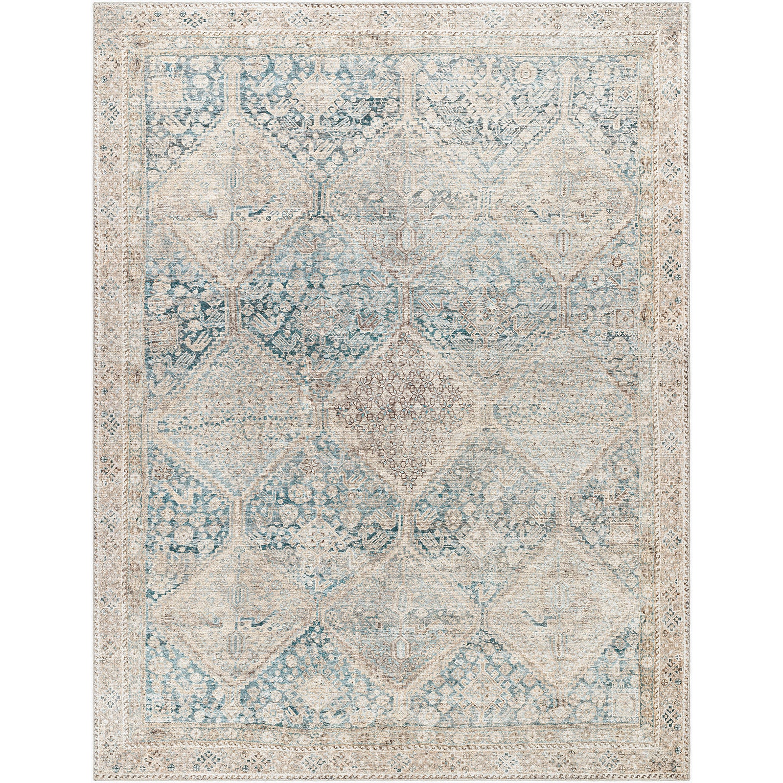 Becki Owens x Livabliss Vintage Traditional Oriental Boho Light Beige/Emerald Rug