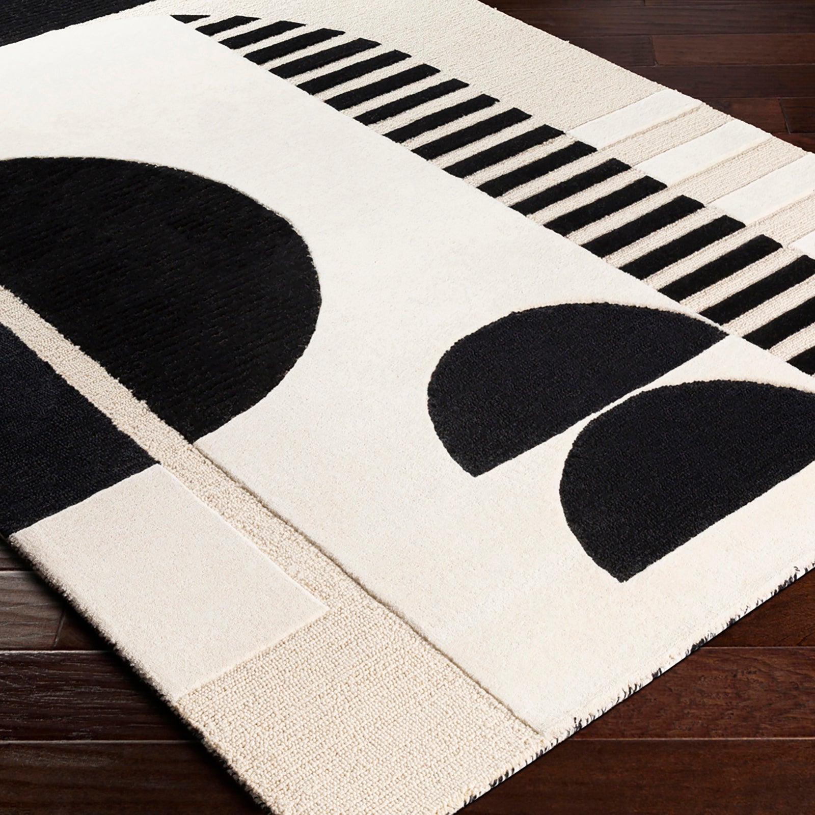 AANYA Hand-Tufted Modern Wool Black Area Rug