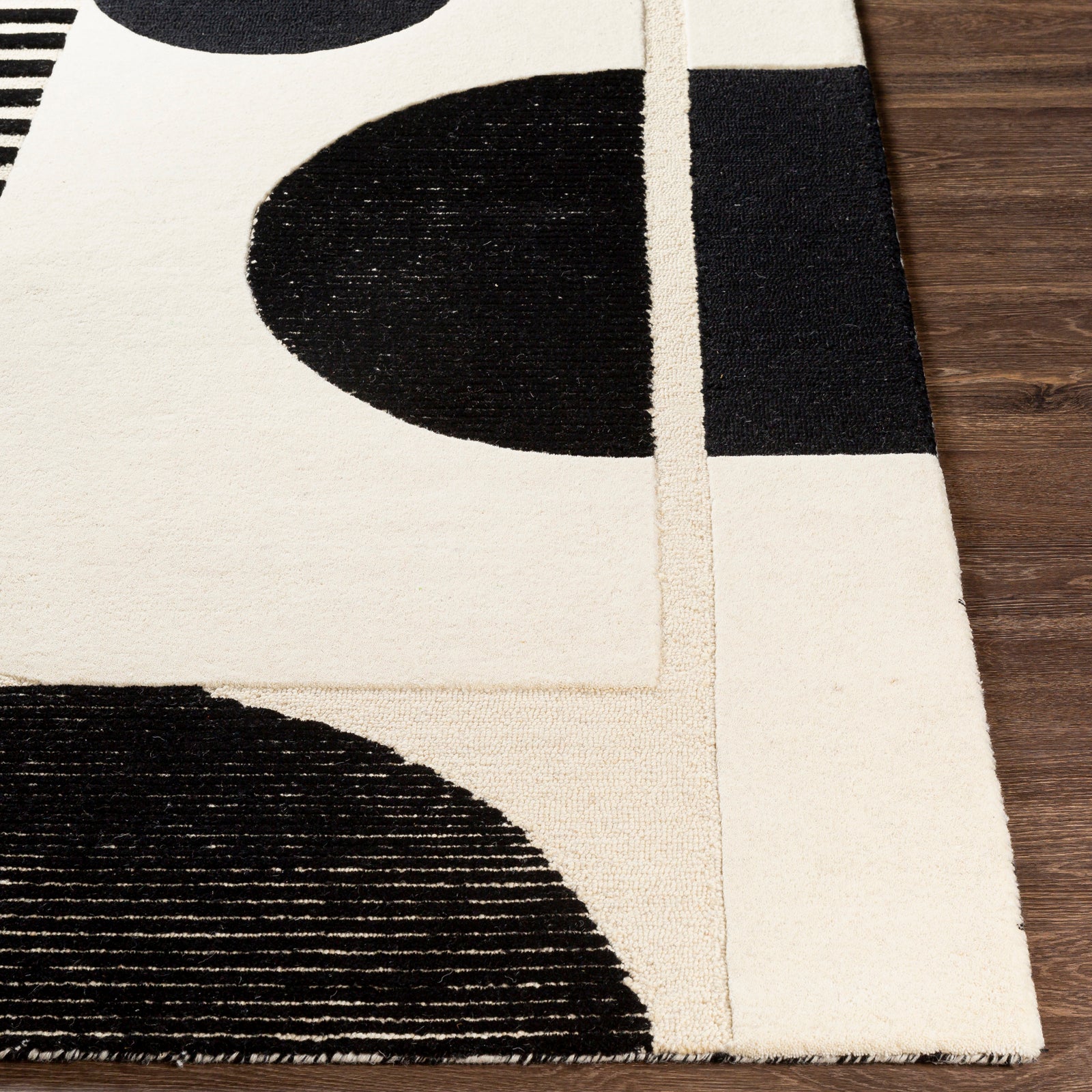 AANYA Hand-Tufted Modern Wool Black Area Rug