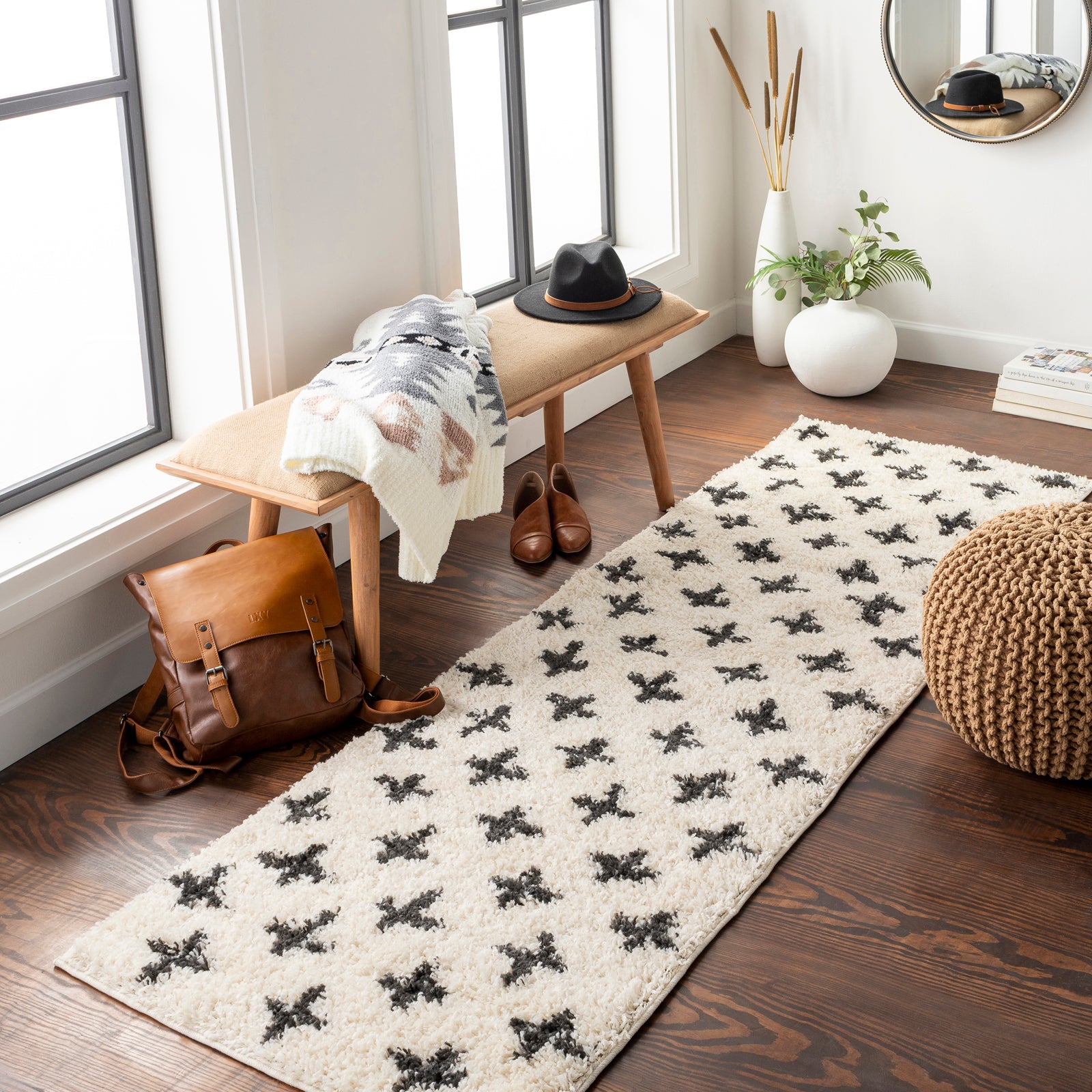 ELIZA Modern Shaggy Runner Rug