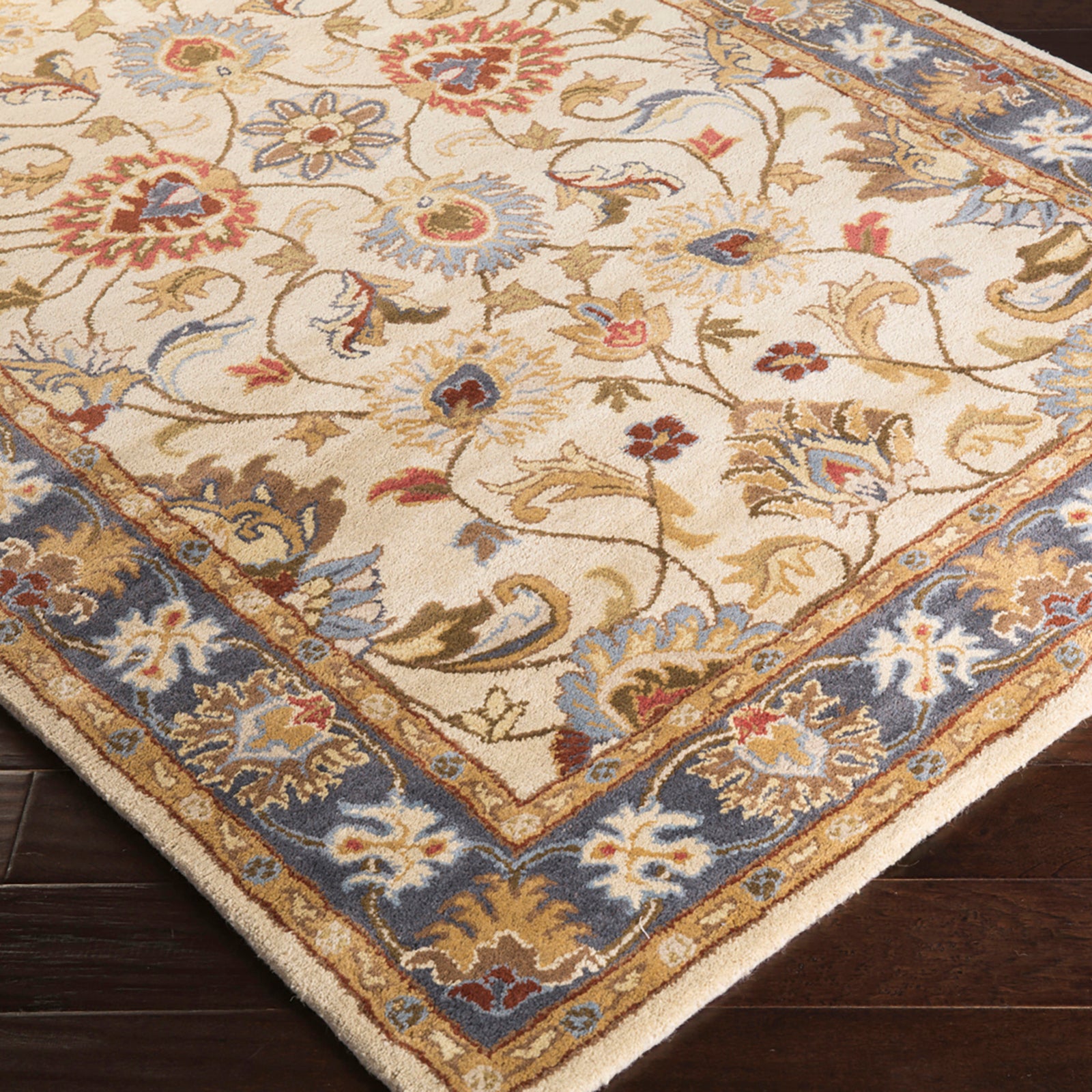 ANJALI Hand-Tufted Traditional Wool Tan Area Rug