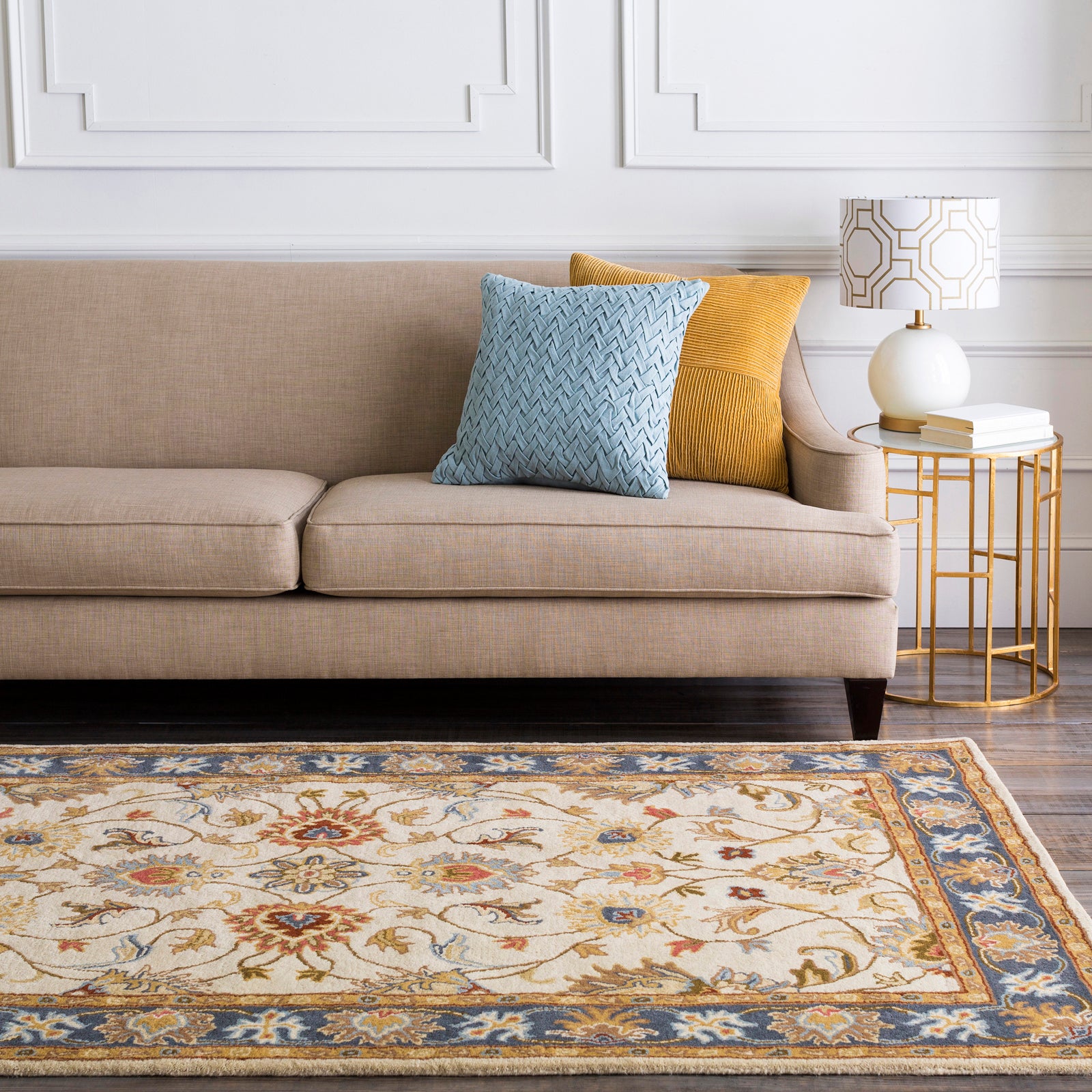 ANJALI Hand-Tufted Traditional Wool Tan Area Rug