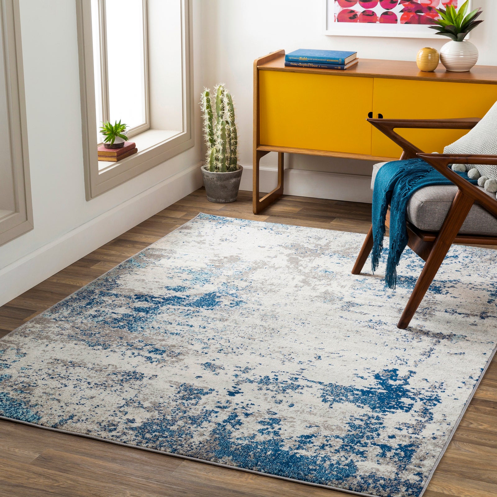 ALEX Abstract Modern Marble Dark Blue Area Rug