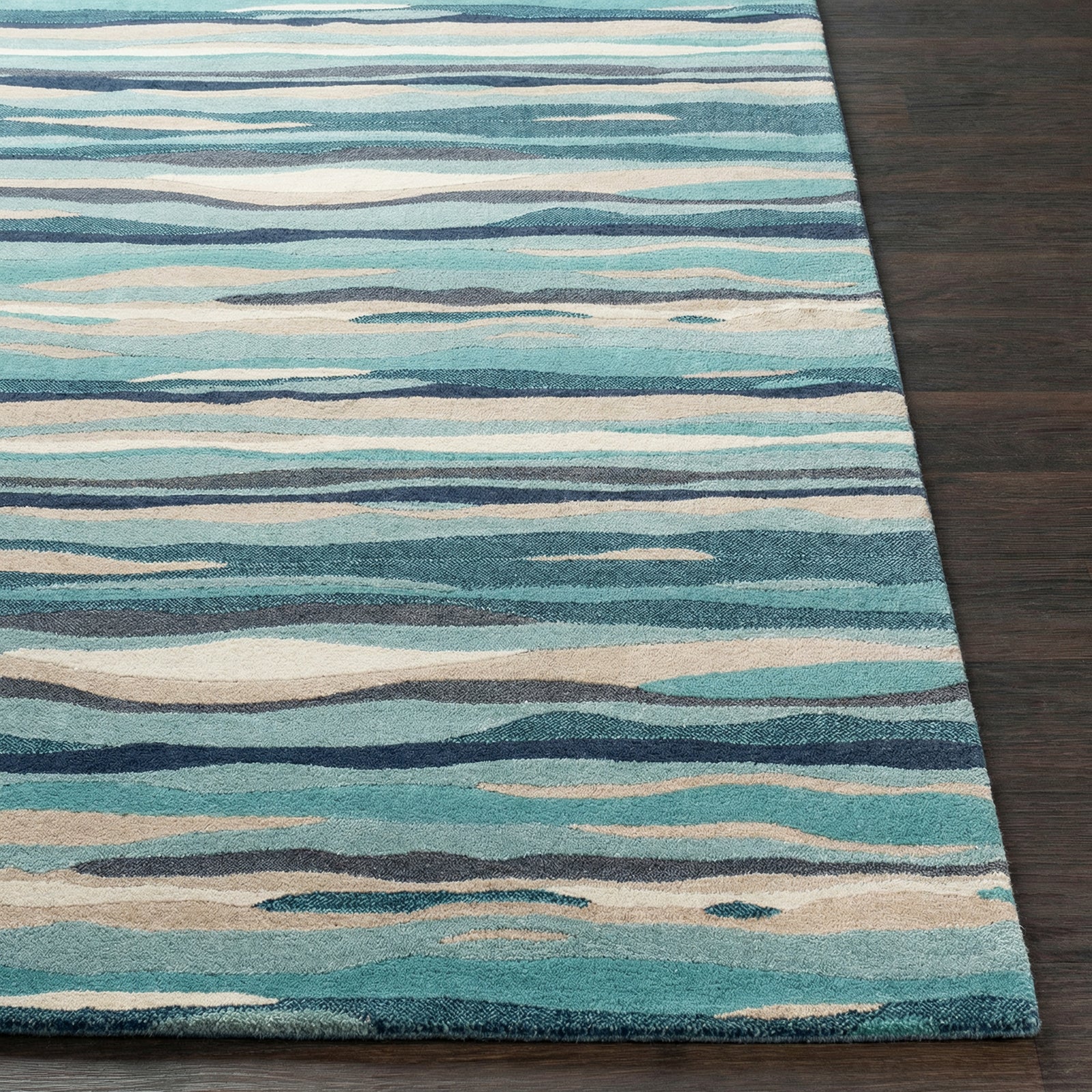 City Modern Blue Beige Grey Living Dining Bedroom Rug