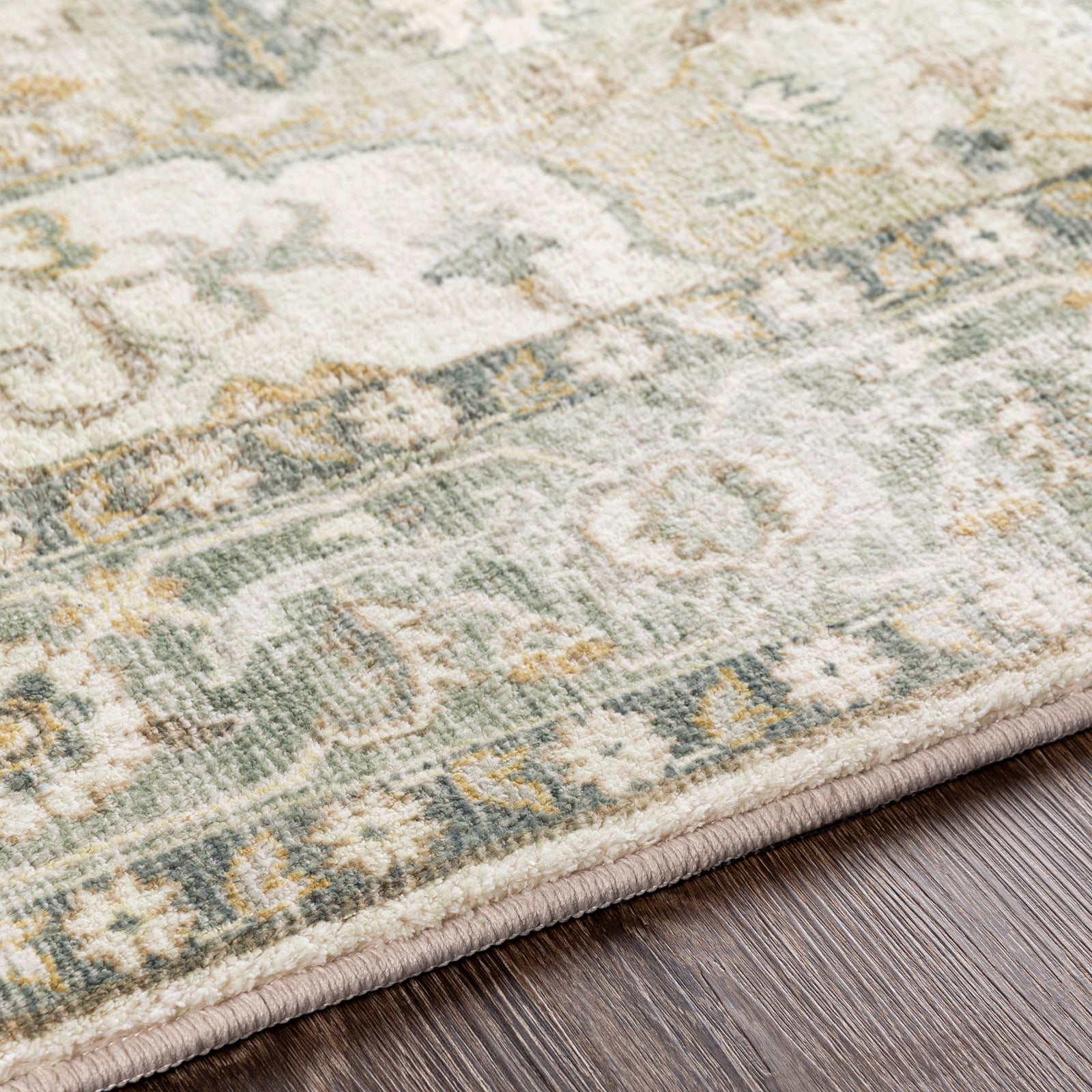 Erin Traditional Green Grey Cream Brown Traditional Boho Living Rug
