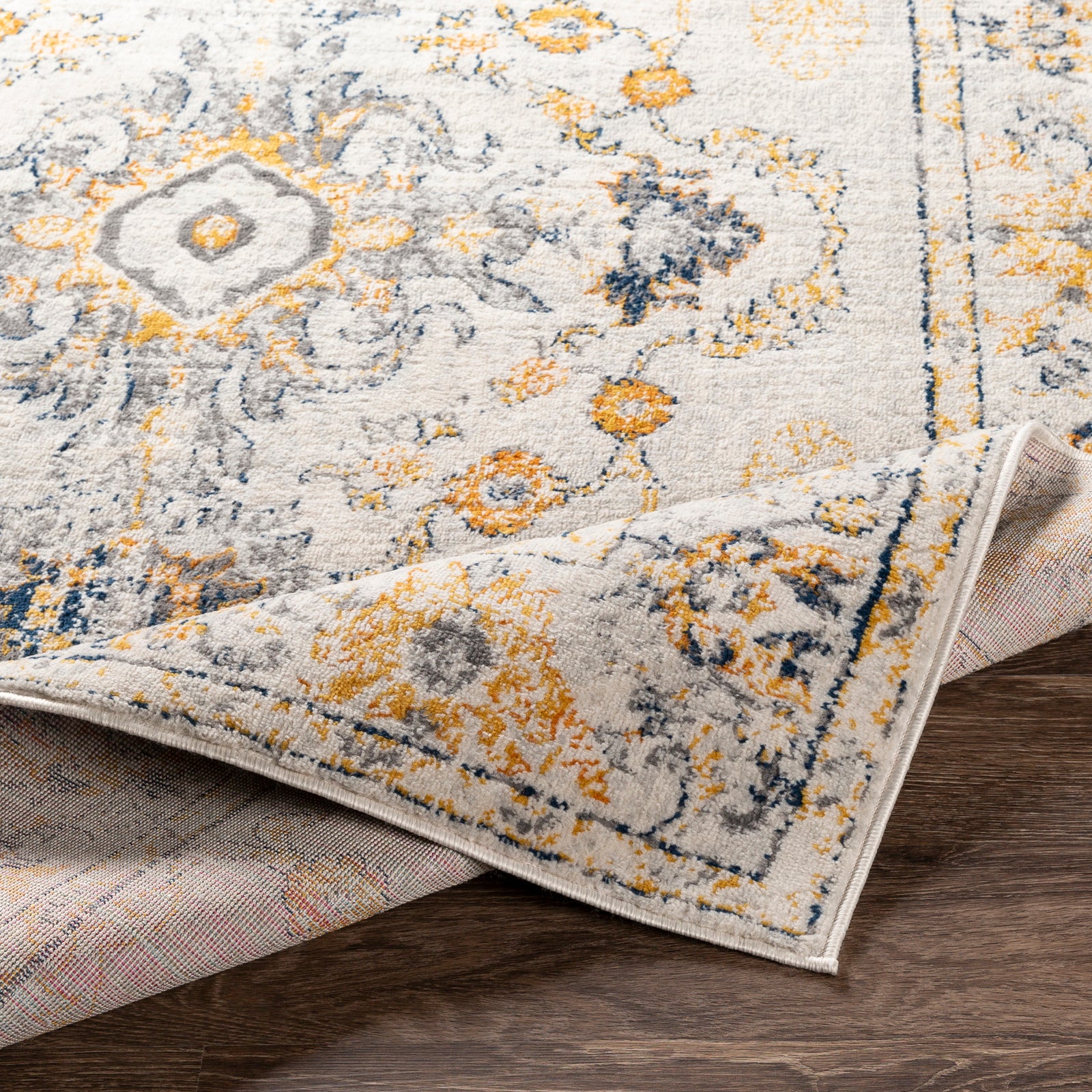 Floransa Vintage Beige Grey Blue Yellow Traditional Boho Living Rug