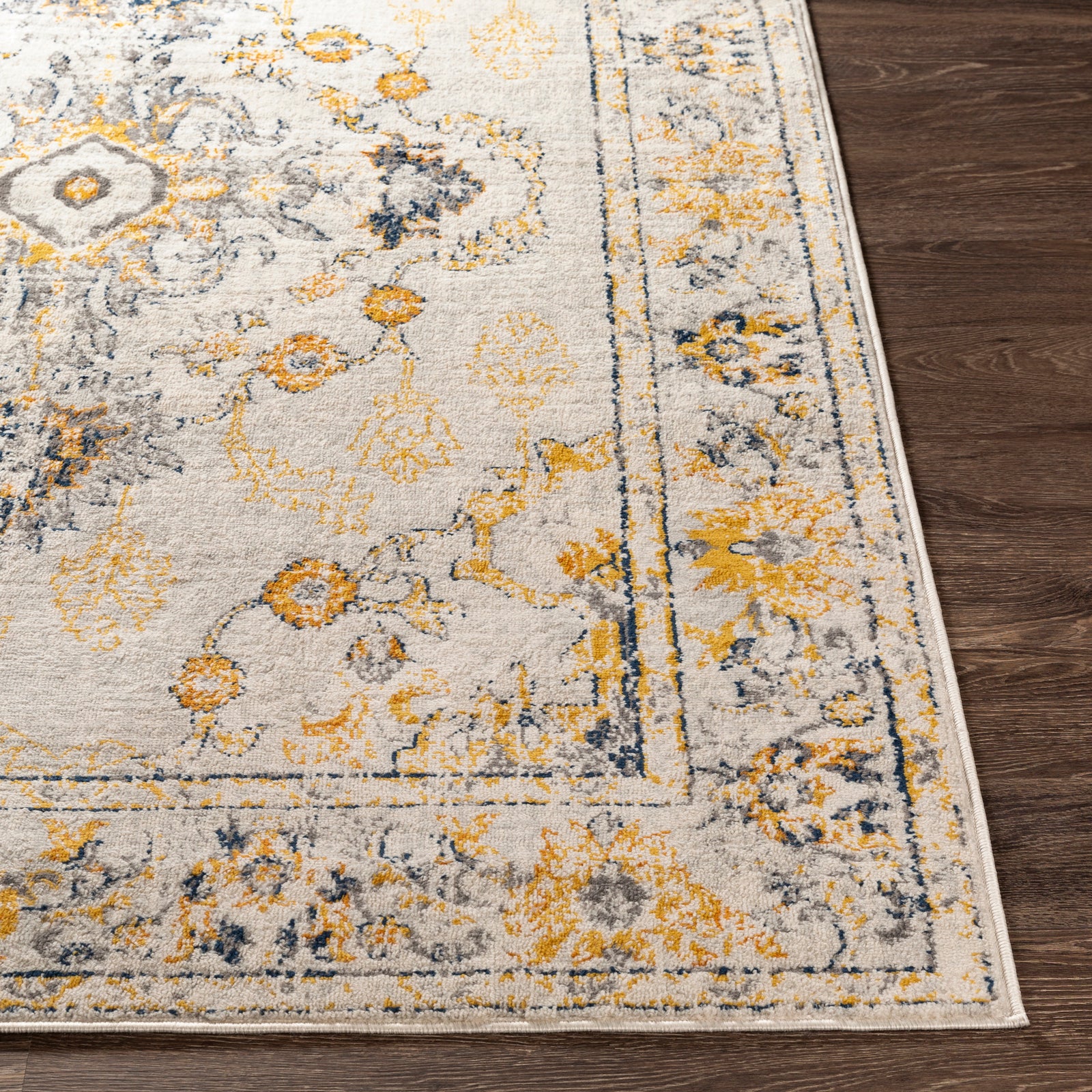 Floransa Vintage Beige Grey Blue Yellow Traditional Boho Living Rug