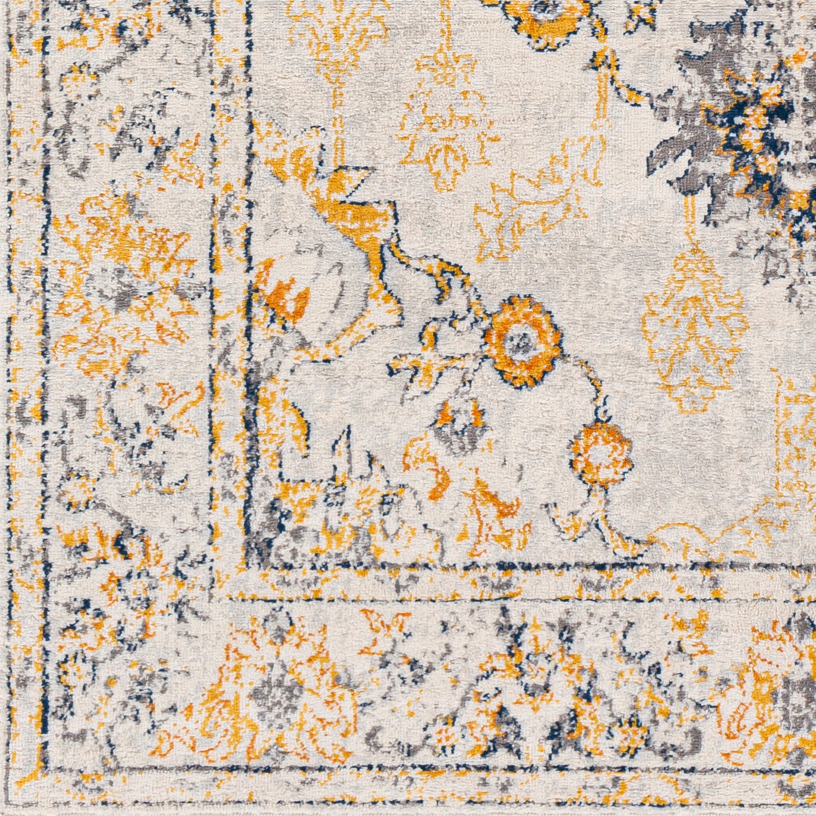 Floransa Vintage Beige Grey Blue Yellow Traditional Boho Living Rug