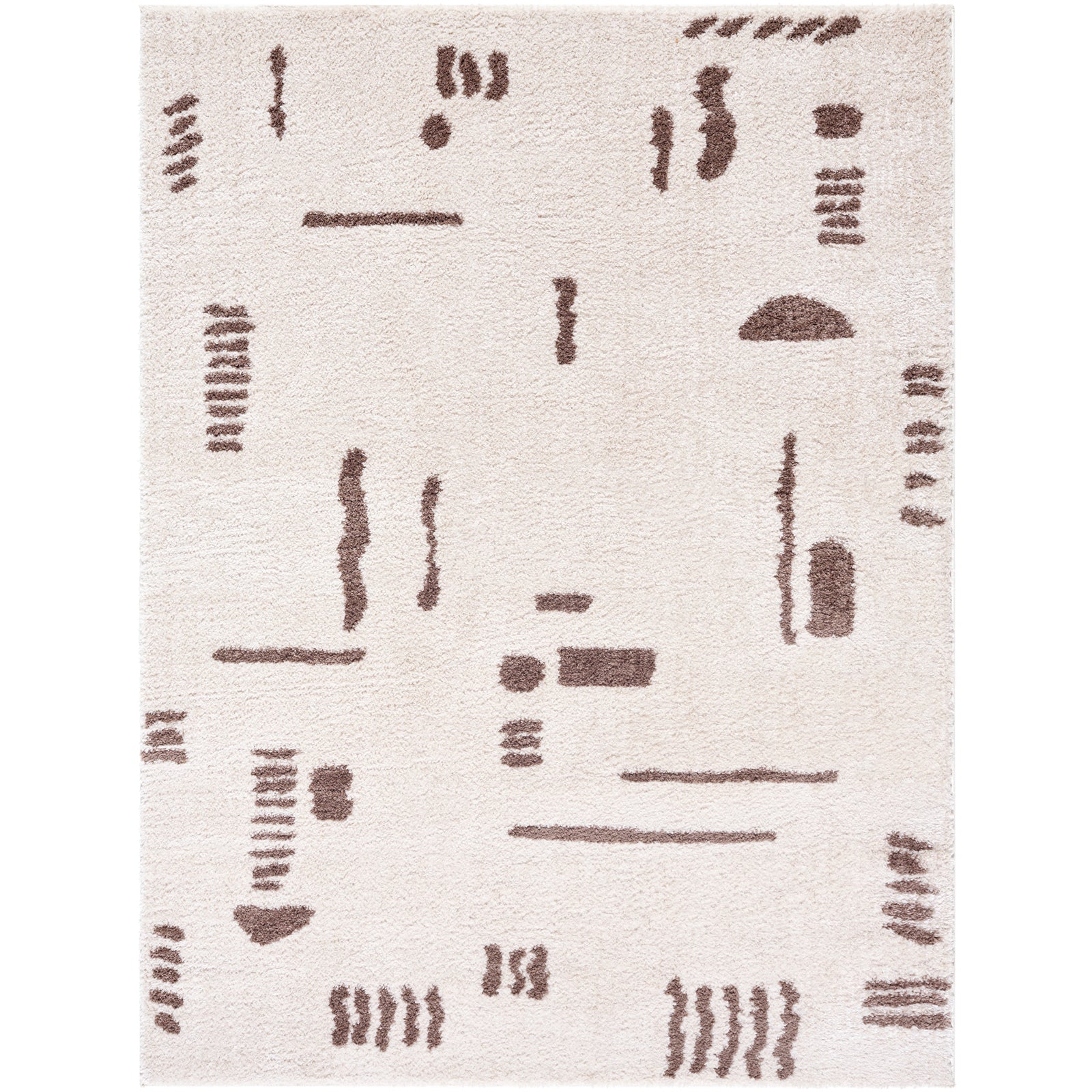 SOLINE Machine Washable Modern Shaggy Dark Brown Area Rug
