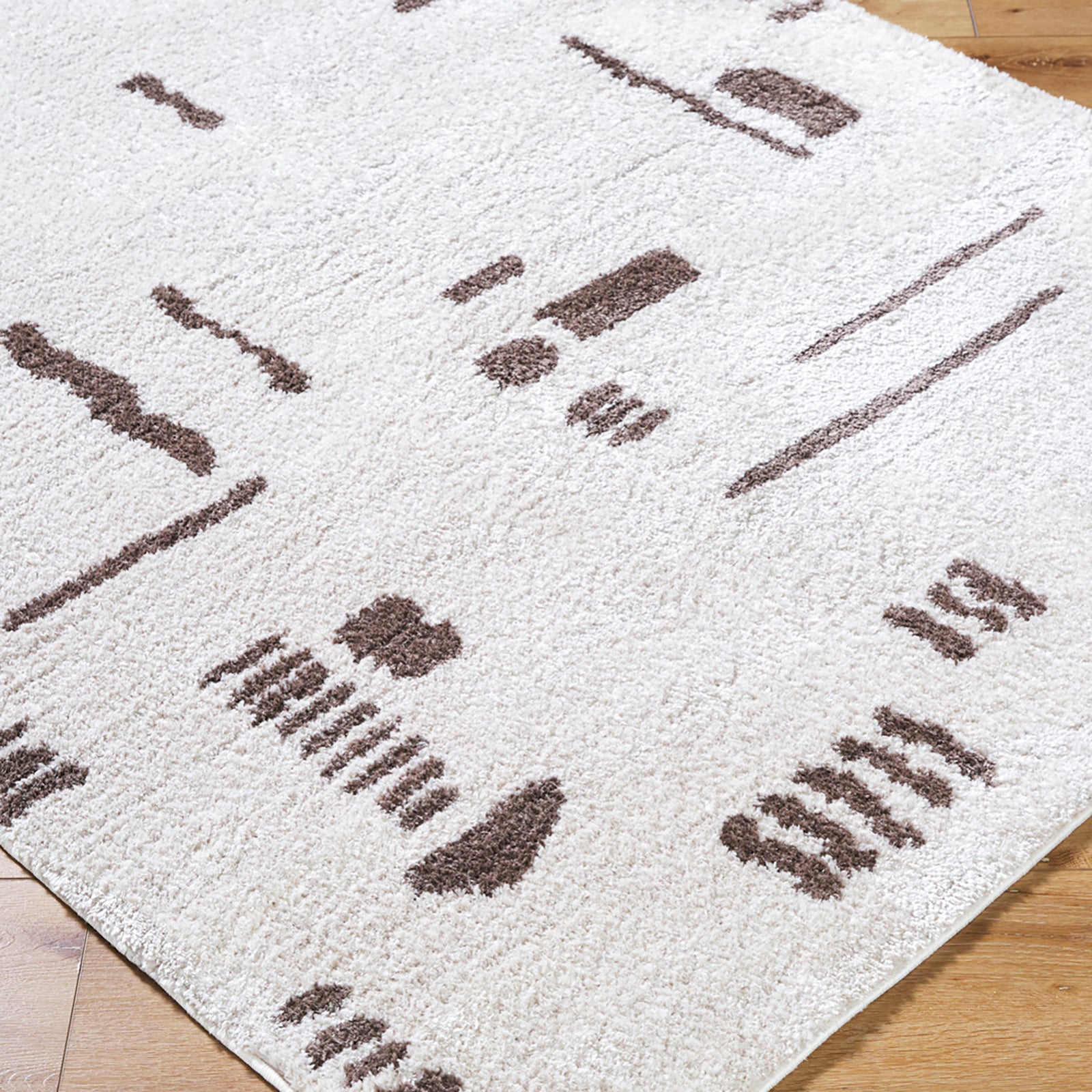 SOLINE Machine Washable Modern Shaggy Dark Brown Area Rug