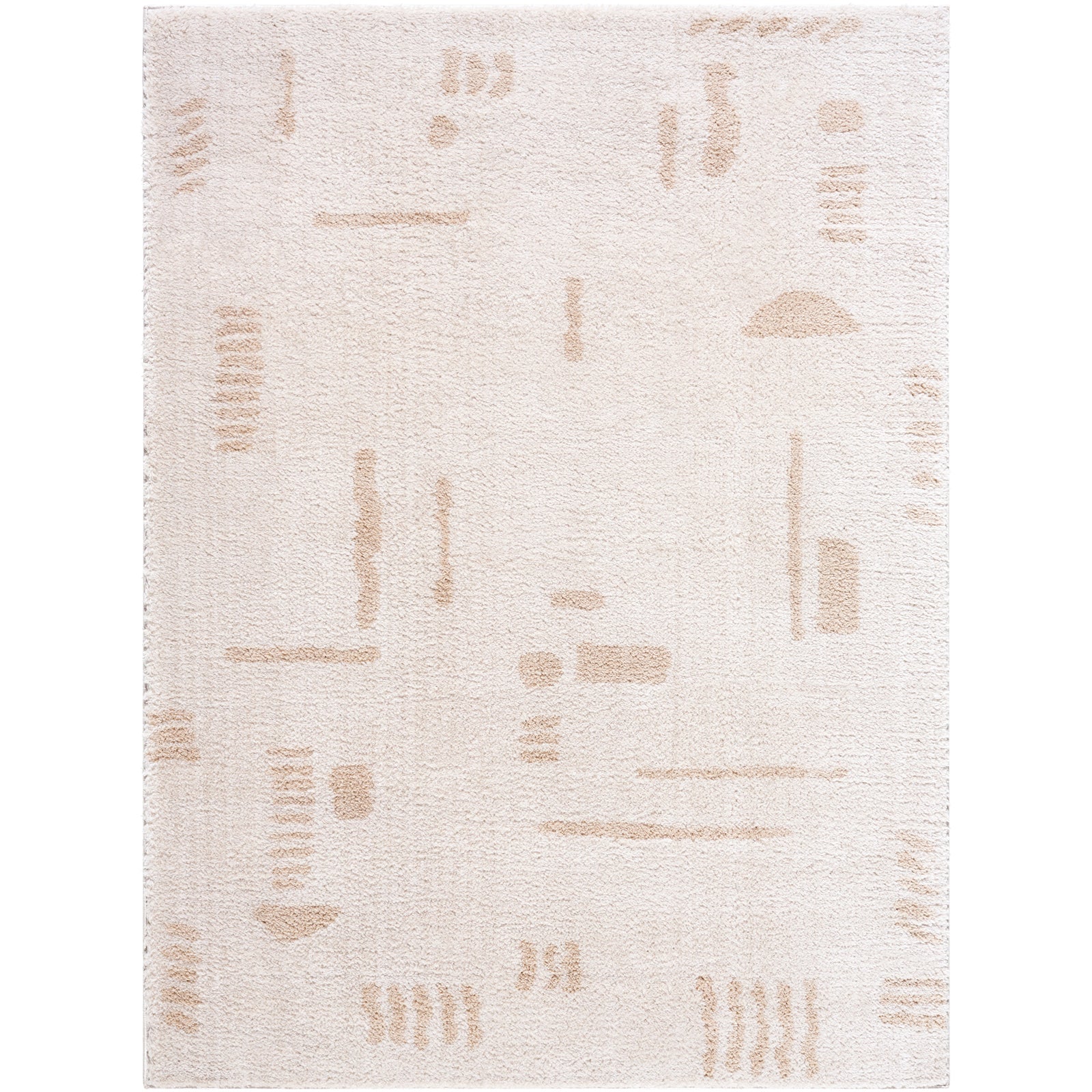 SOLINE Machine Washable Modern Shaggy Beige Area Rug