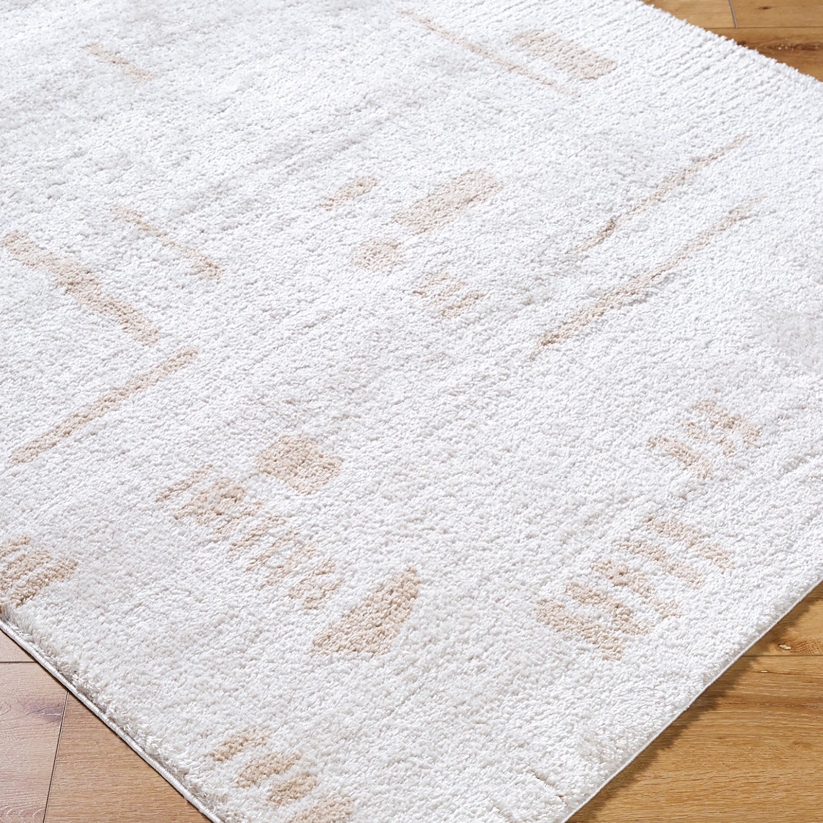 SOLINE Machine Washable Modern Shaggy Beige Area Rug