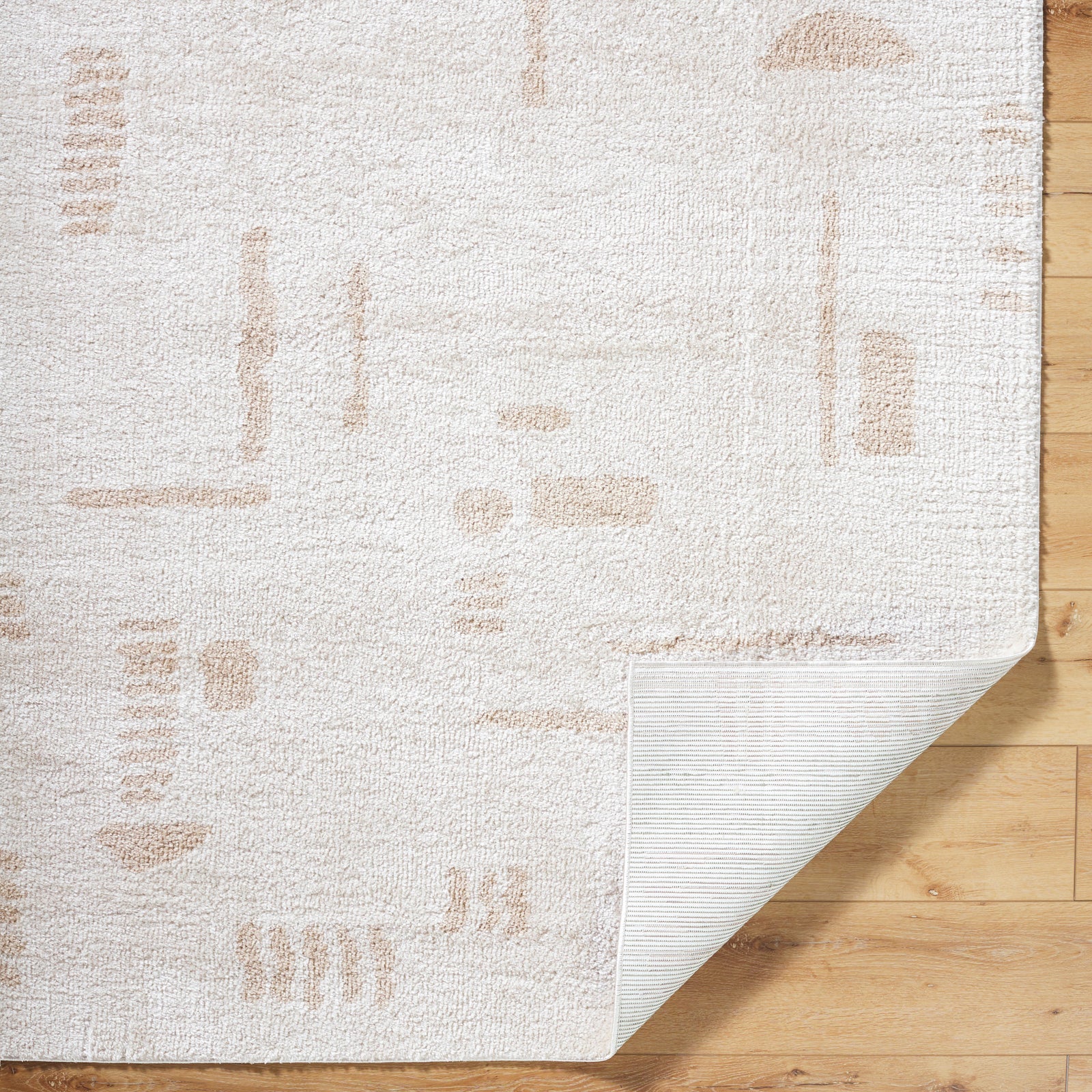 SOLINE Machine Washable Modern Shaggy Beige Area Rug
