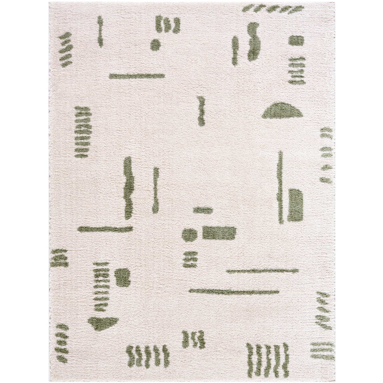 SOLINE Machine Washable Modern Shaggy Grass Green Area Rug