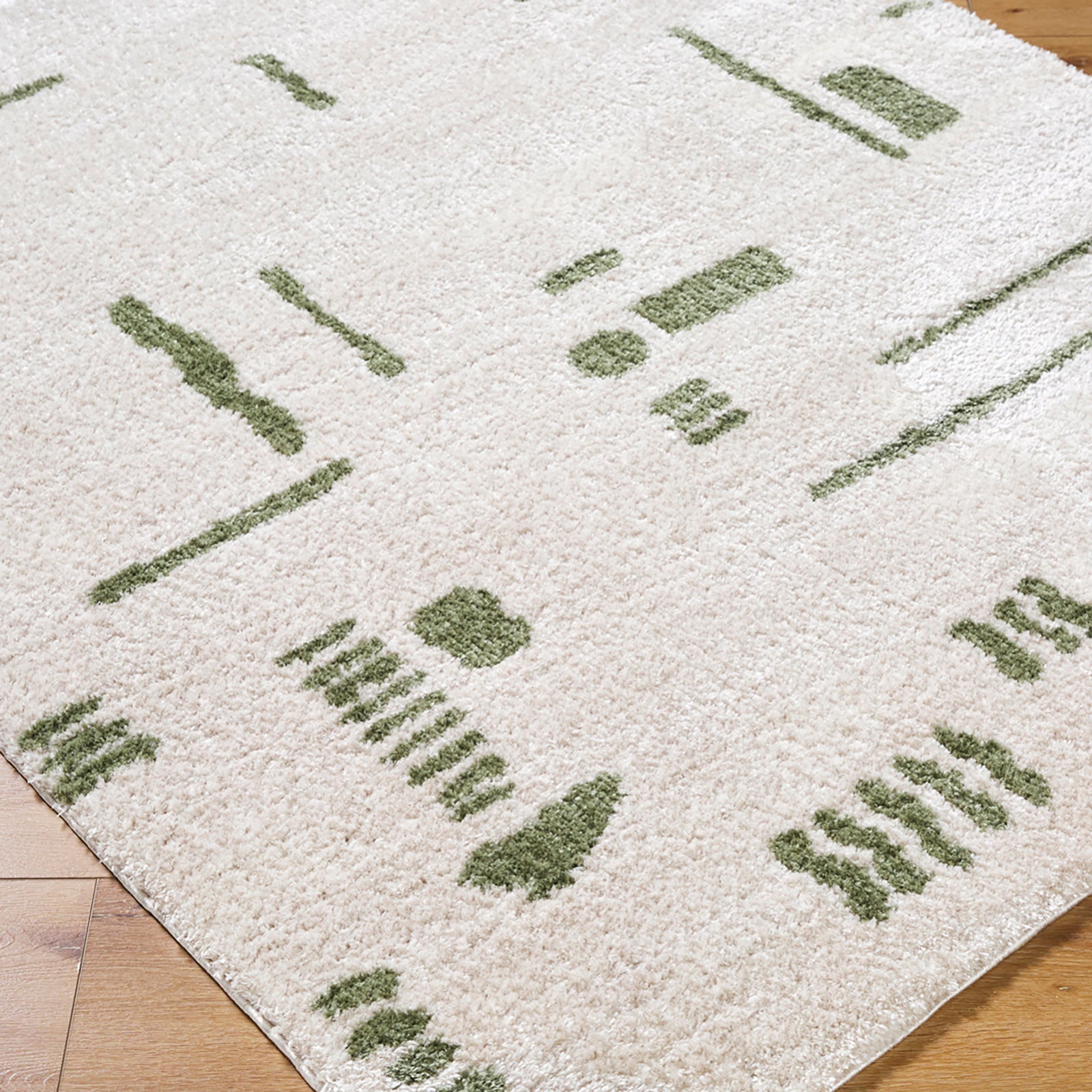 SOLINE Machine Washable Modern Shaggy Grass Green Area Rug