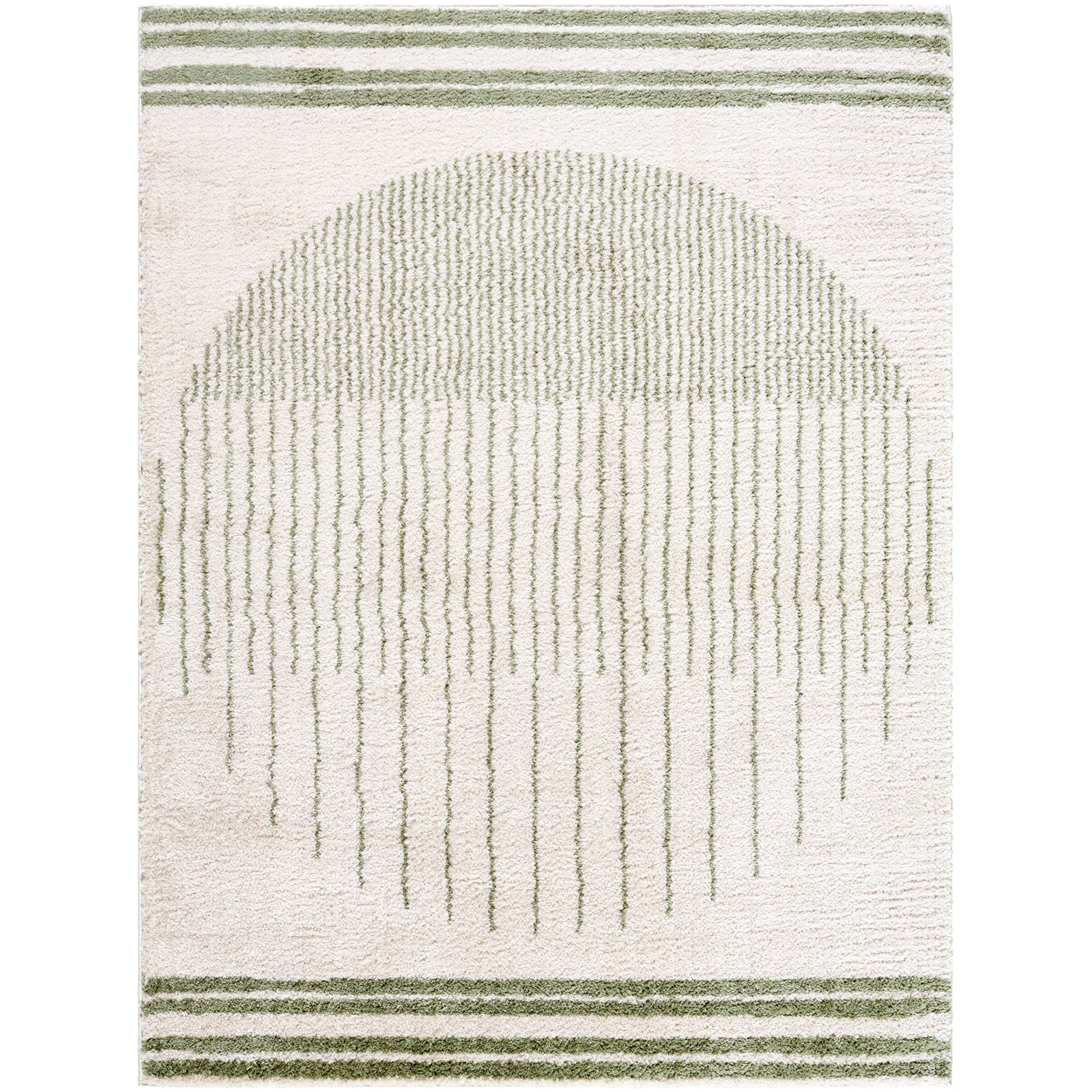 ENSO3 Machine Washable Modern Shaggy Grass Green Area Rug