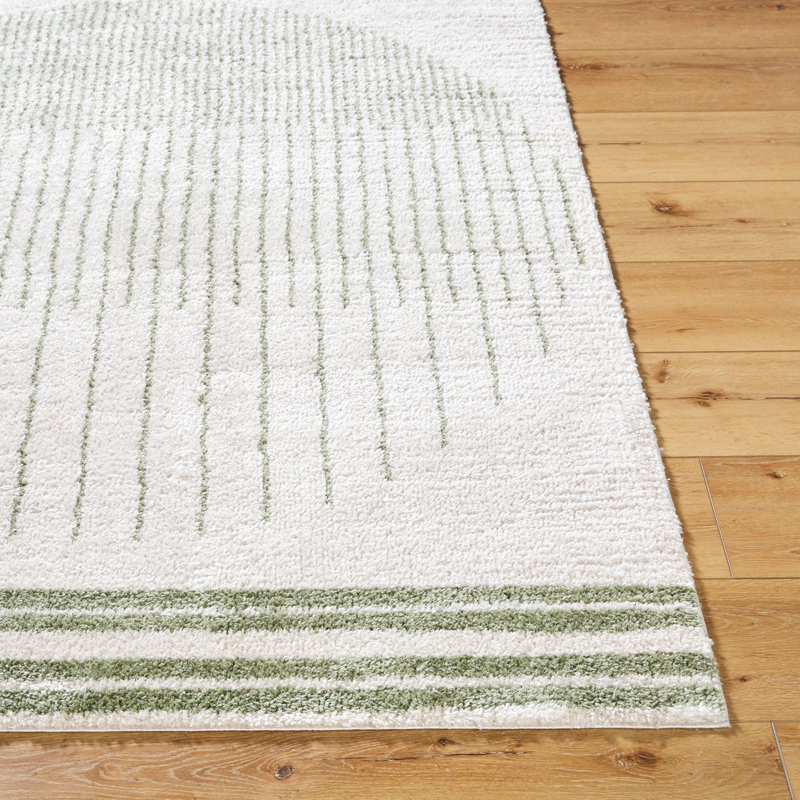 ENSO3 Machine Washable Modern Shaggy Grass Green Area Rug