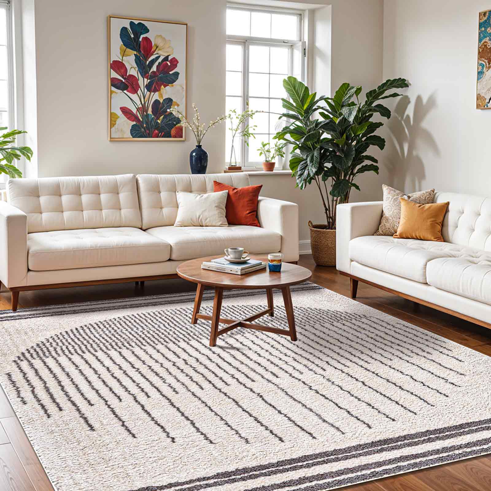 ENSO3 Machine Washable Modern Shaggy Charcoal Area Rug