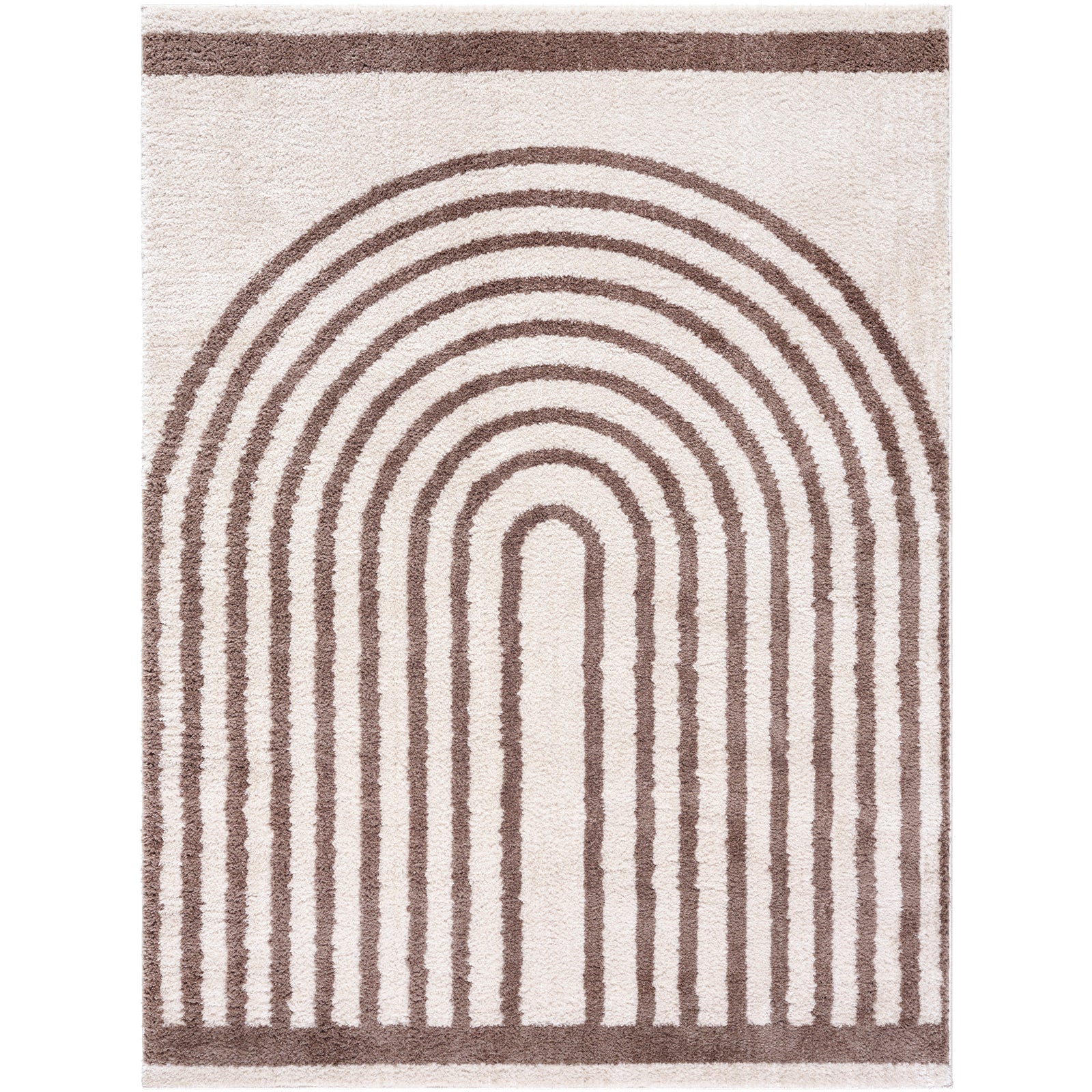 LUCILE Machine Washable Modern Shaggy Dark Brown Area Rug