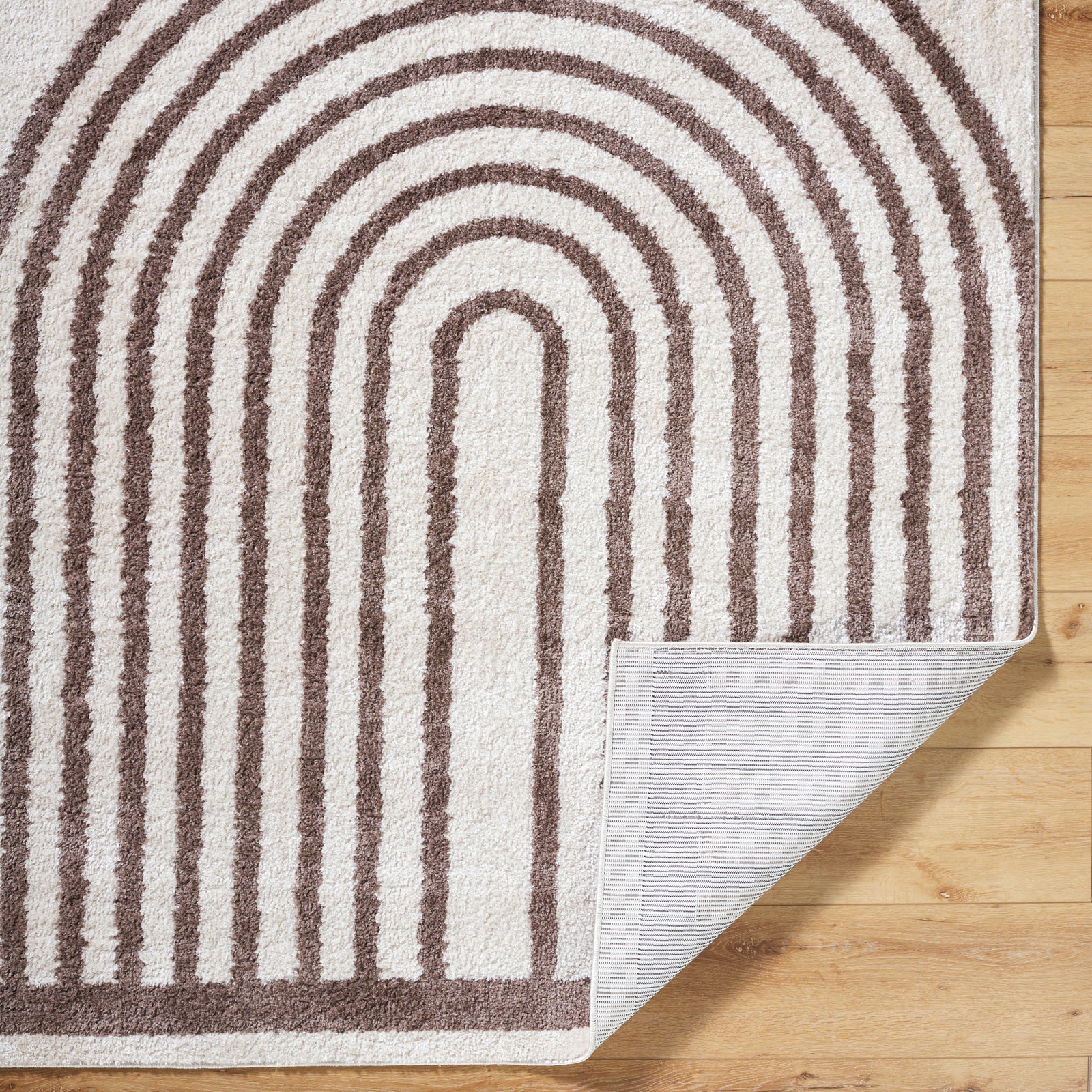 LUCILE Machine Washable Modern Shaggy Dark Brown Area Rug