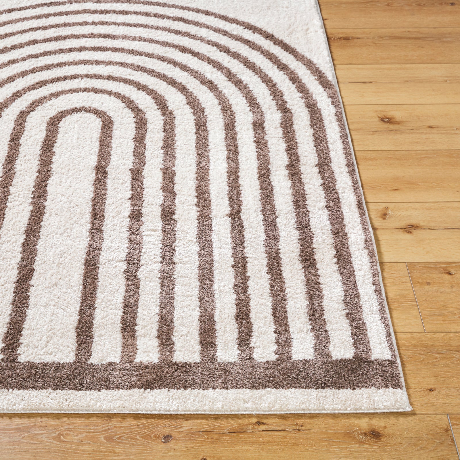 LUCILE Machine Washable Modern Shaggy Dark Brown Area Rug