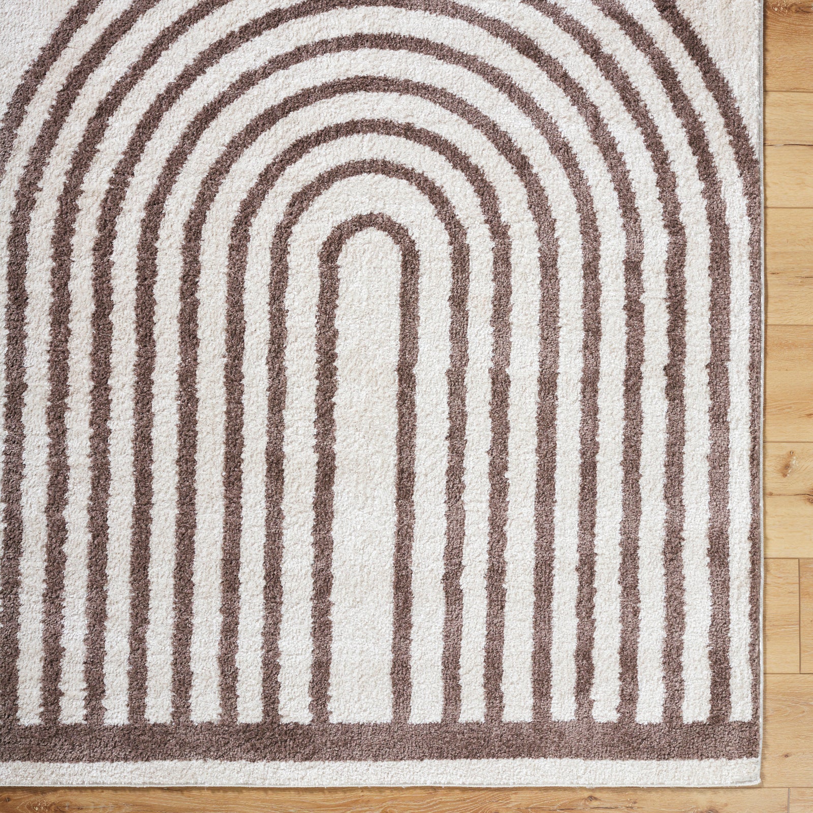 LUCILE Machine Washable Modern Shaggy Dark Brown Area Rug