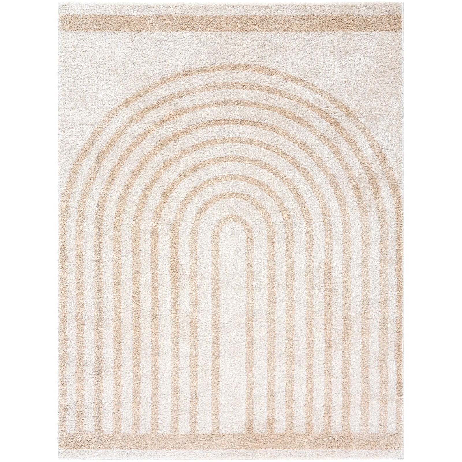LUCILE Machine Washable Modern Shaggy Beige Area Rug
