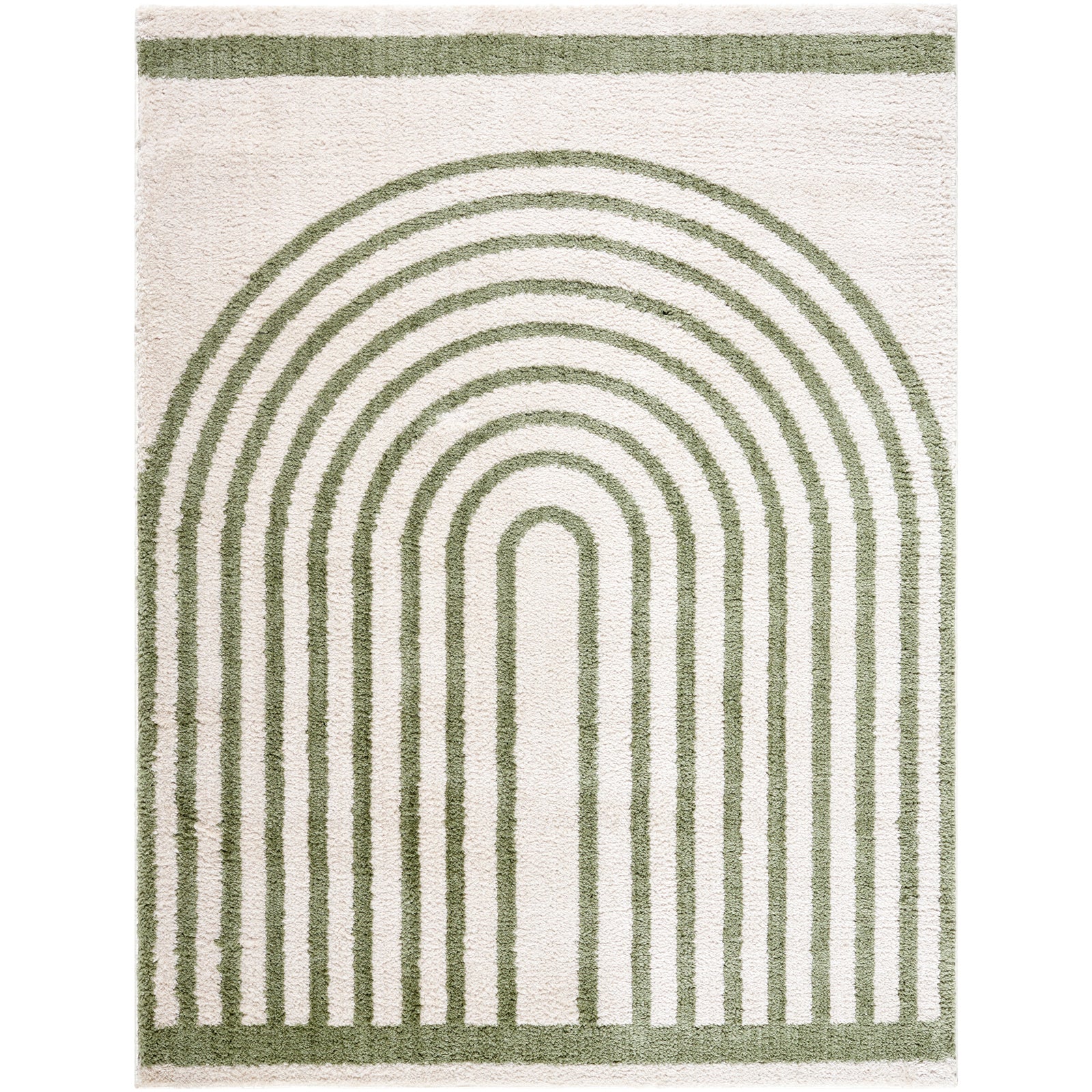 LUCILE Machine Washable Modern Shaggy Grass Green Area Rug