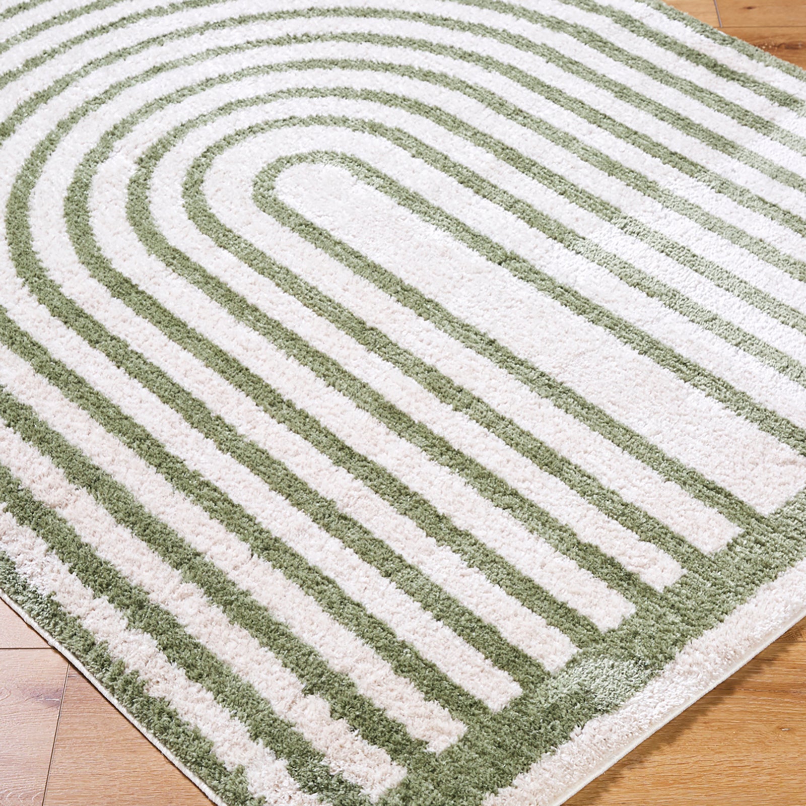LUCILE Machine Washable Modern Shaggy Grass Green Area Rug