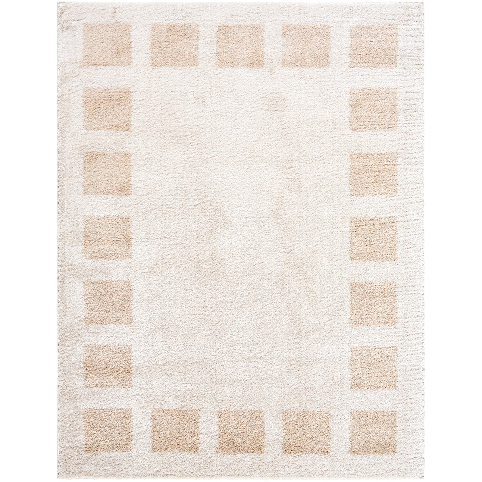 AMINE Machine Washable Modern Shaggy Beige Area Rug