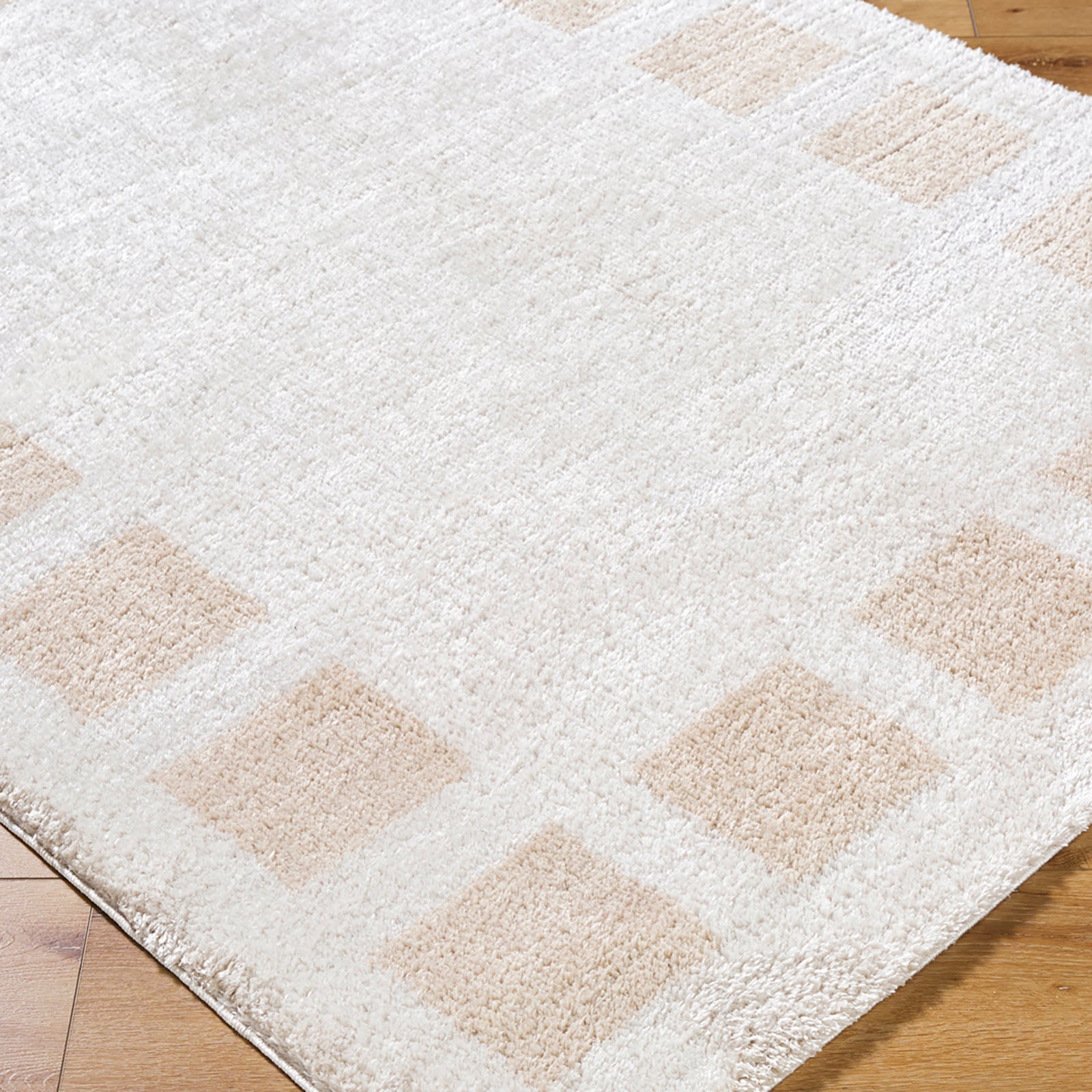 AMINE Machine Washable Modern Shaggy Beige Area Rug