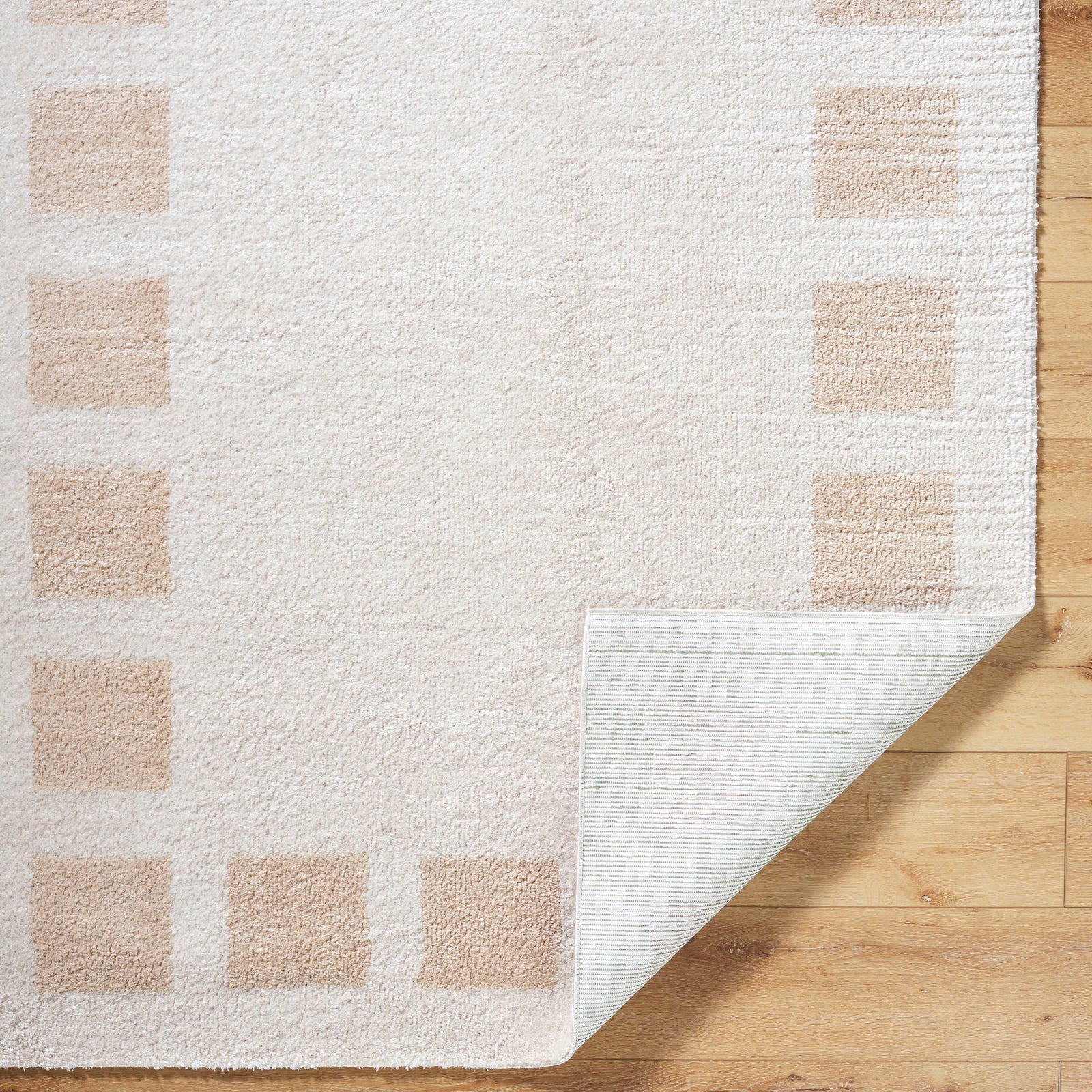 AMINE Machine Washable Modern Shaggy Beige Area Rug