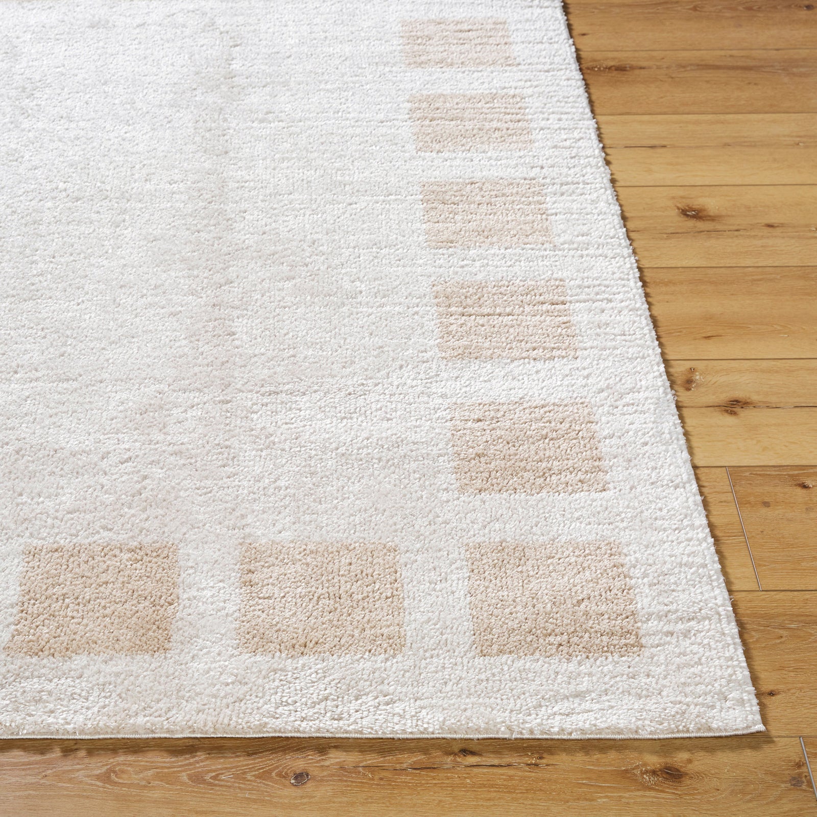 AMINE Machine Washable Modern Shaggy Beige Area Rug