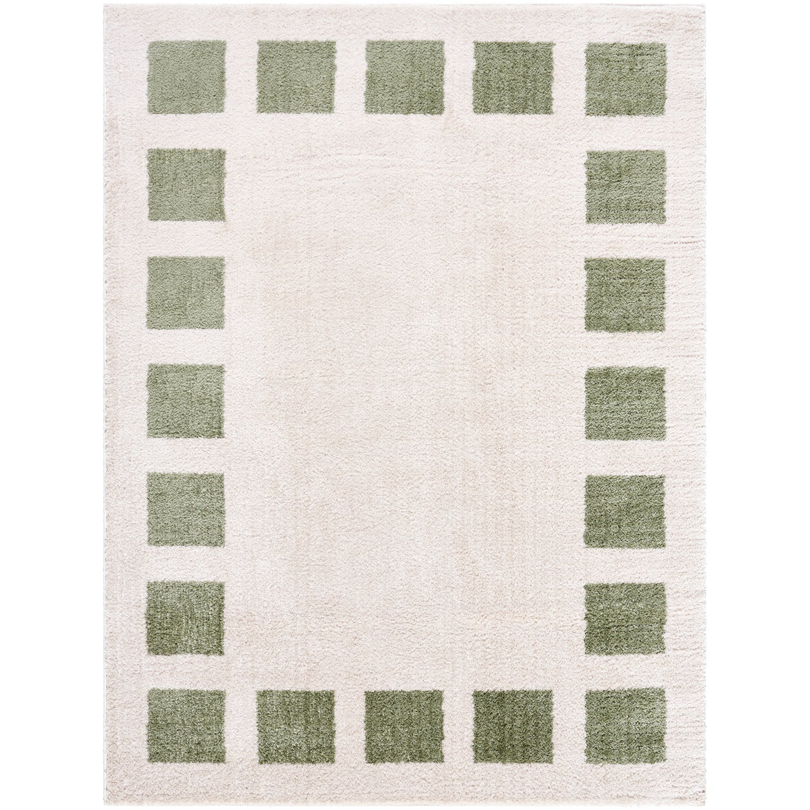 AMINE Machine Washable Modern Shaggy Grass Green Area Rug