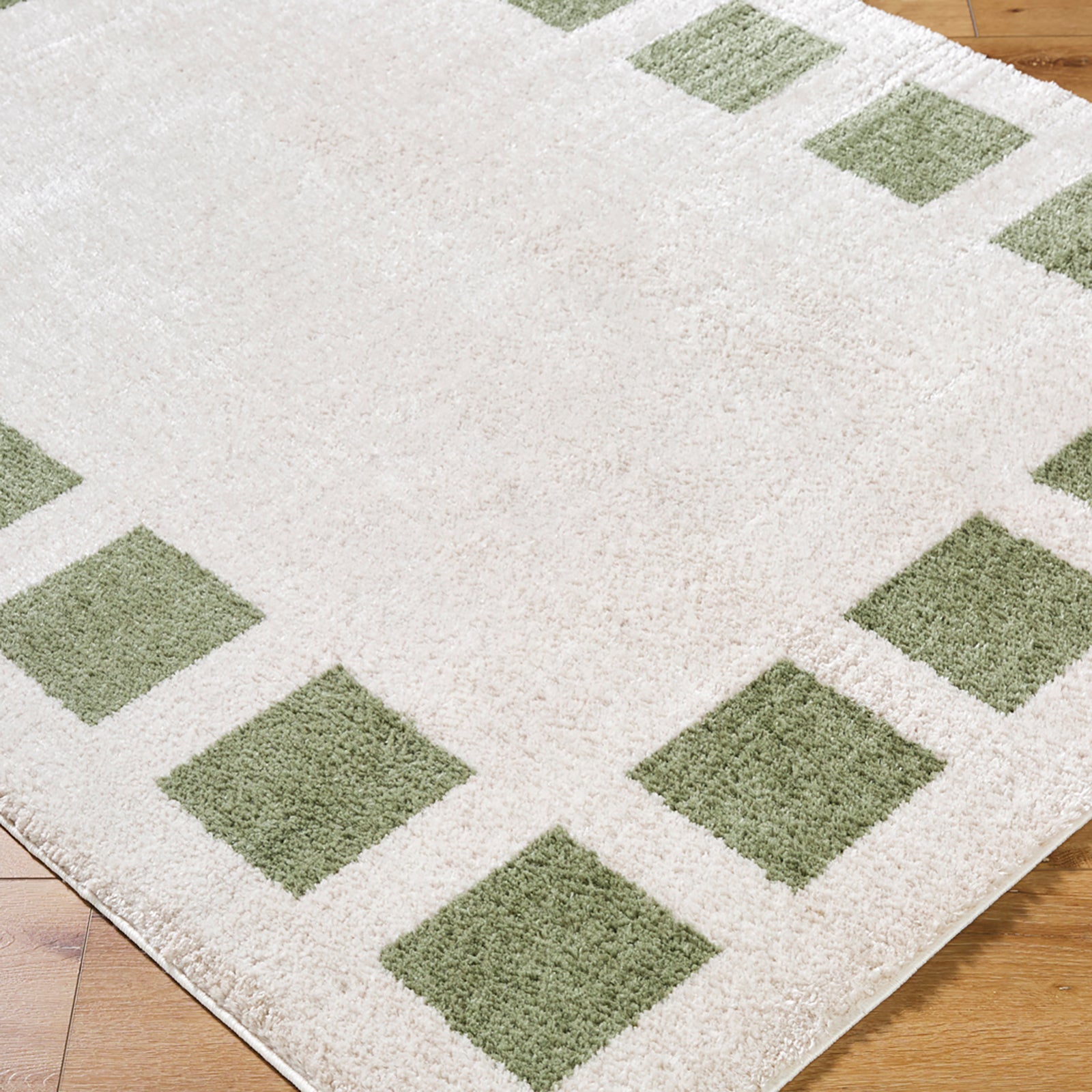 AMINE Machine Washable Modern Shaggy Grass Green Area Rug