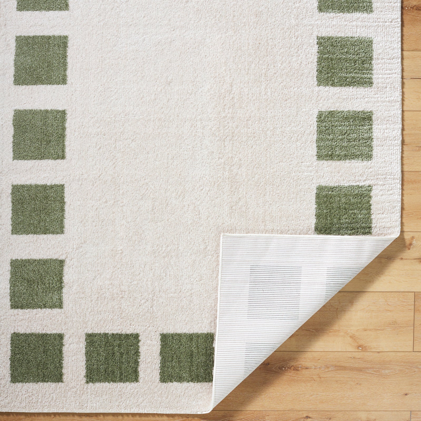 AMINE Machine Washable Modern Shaggy Grass Green Area Rug
