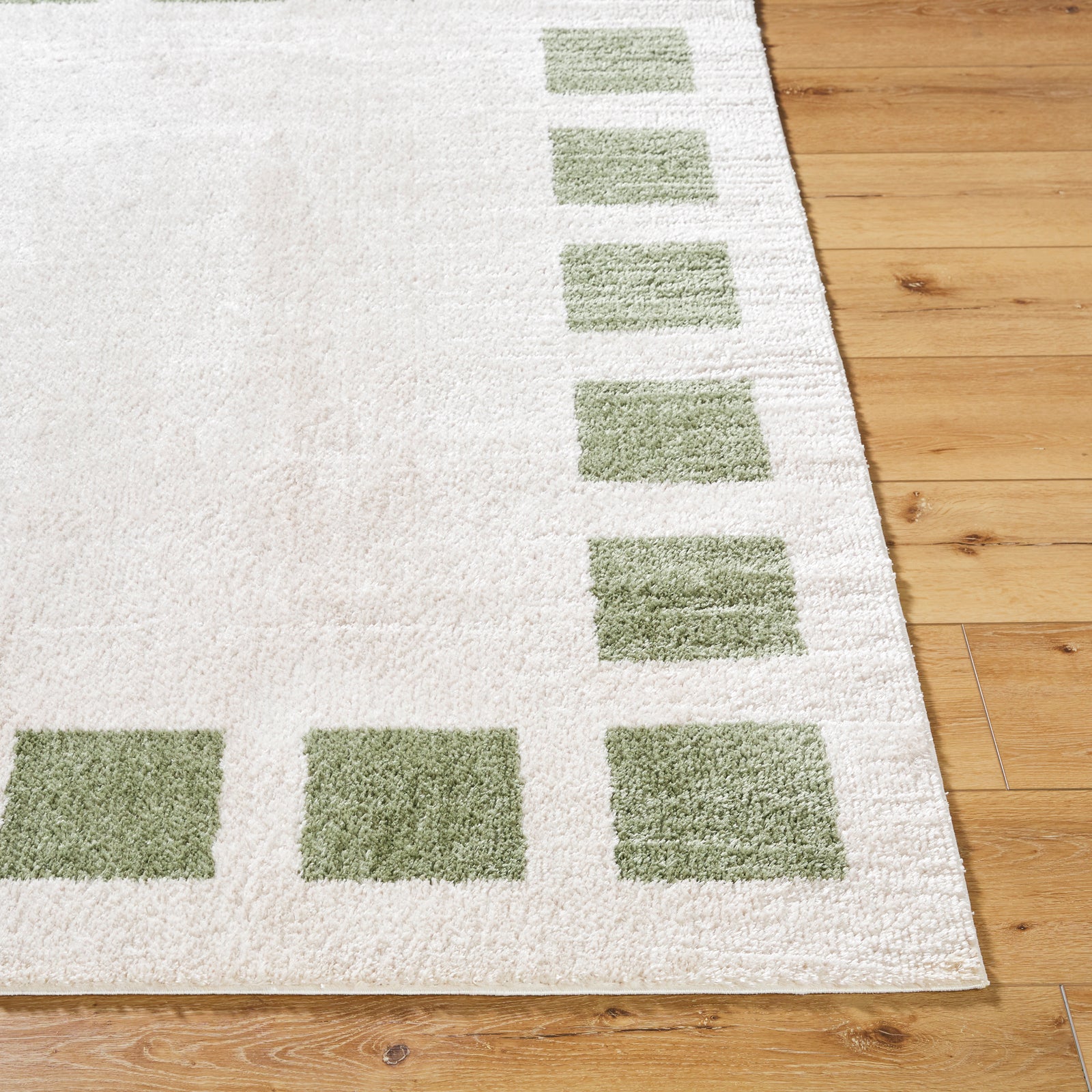 AMINE Machine Washable Modern Shaggy Grass Green Area Rug